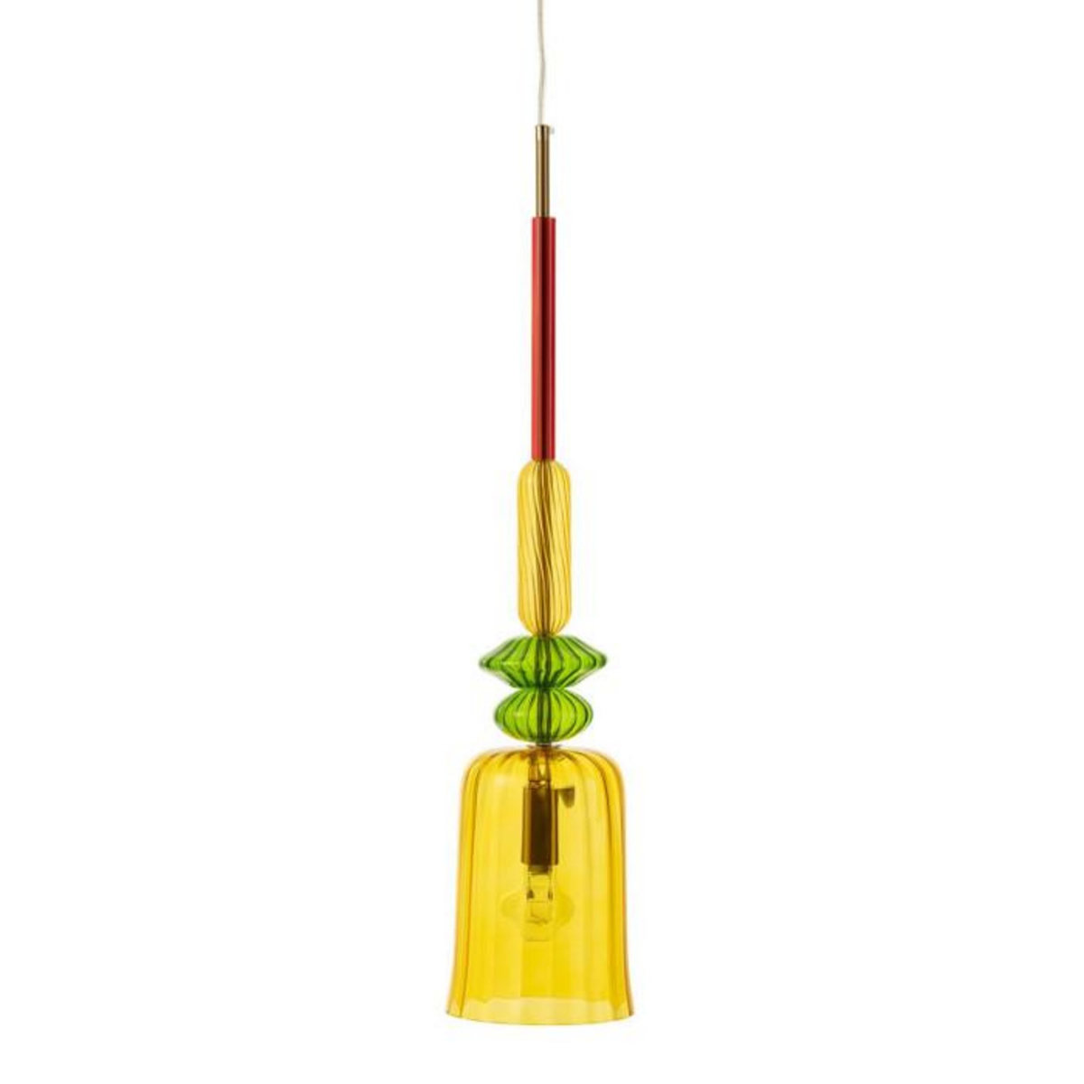 Paris Prix Lampe Suspension en Verre  Zoe  160cm Jaune