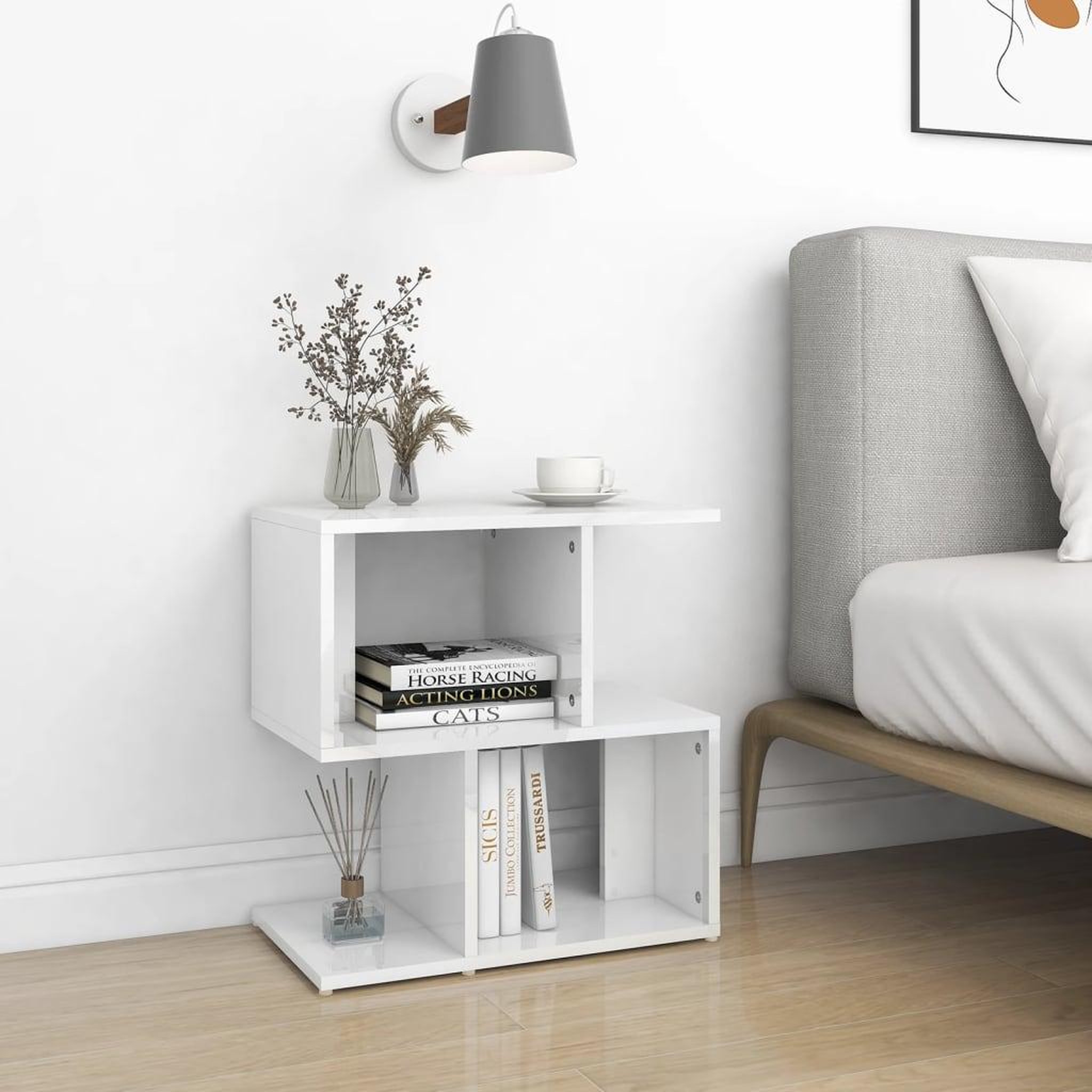 Voir la diapositive 1 : VIDAXL Tables de chevet 2 pcs blanc brillant bois d'ingenierie