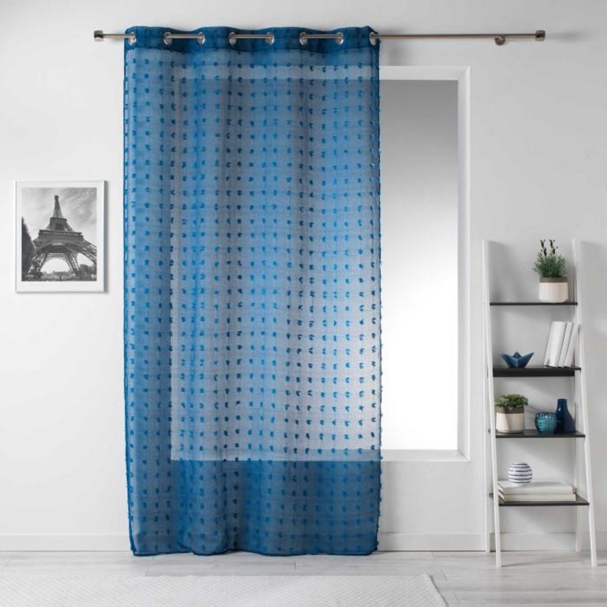 Paris Prix Voilage à Pompons  Pomponi  140x240cm Bleu