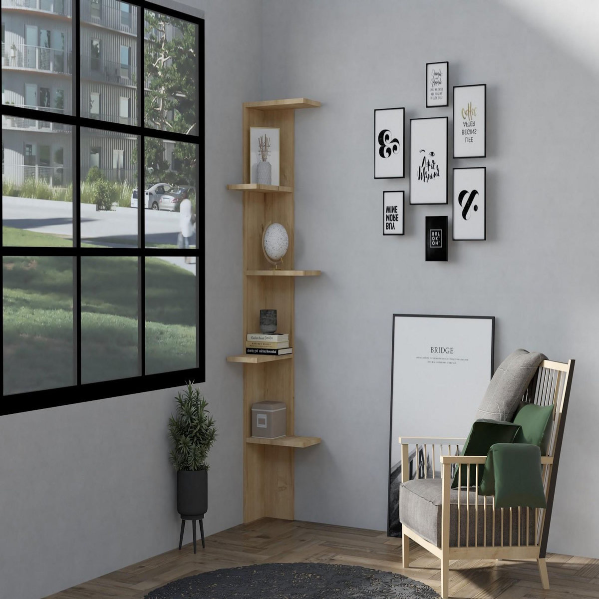 Habitat et Jardin Bibliothèque en bois  Bled  - 40 x 21 x 160 cm - Beige