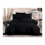 GENERIQUE Parure de lit - 1 housse de couette 220 x 240 cm + 2 taies d'oreiller 60 x 60 cm - 70% polyester, 30% coton - Noir