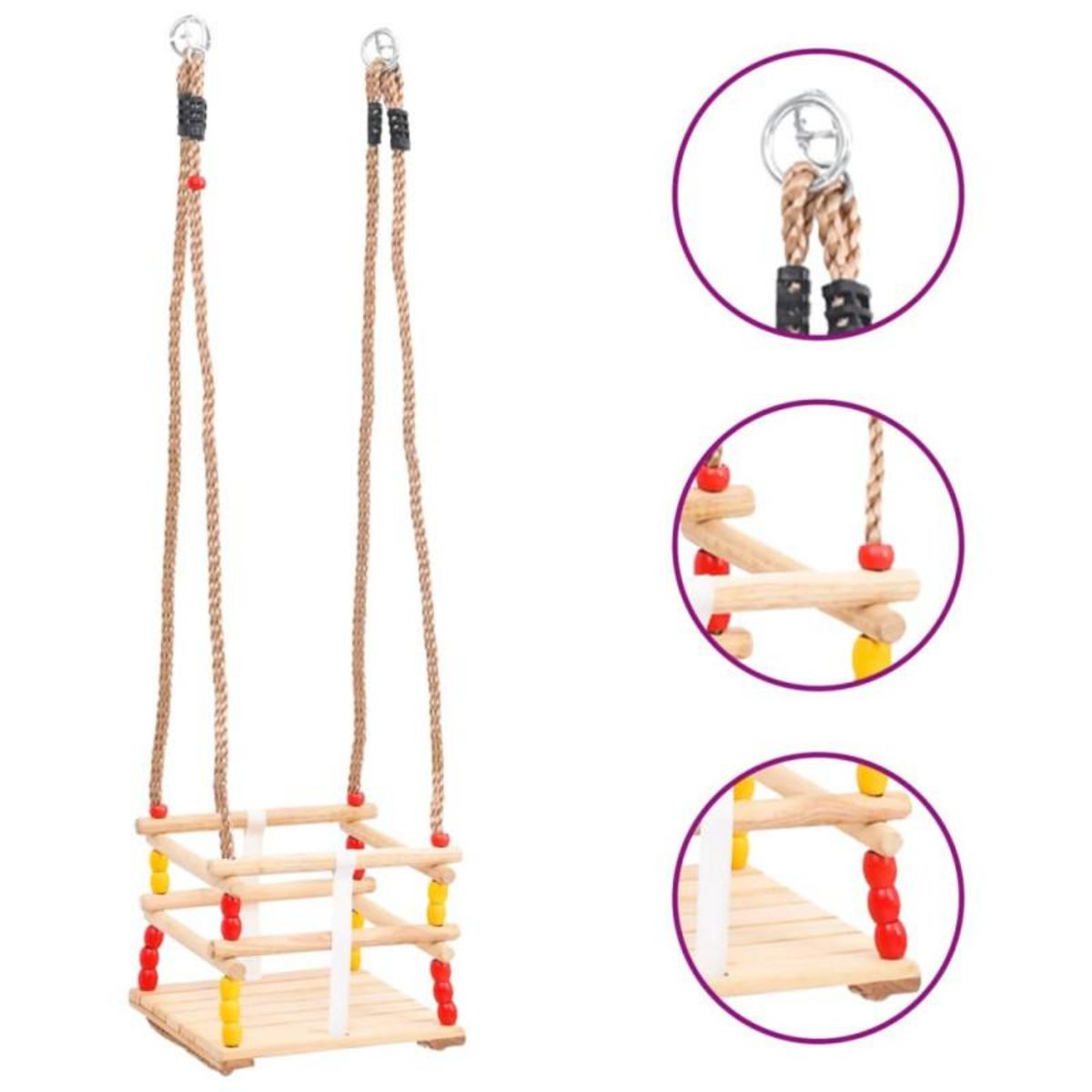 VIDAXL Balançoire pour bébé avec ceinture de sécurité Pin solide