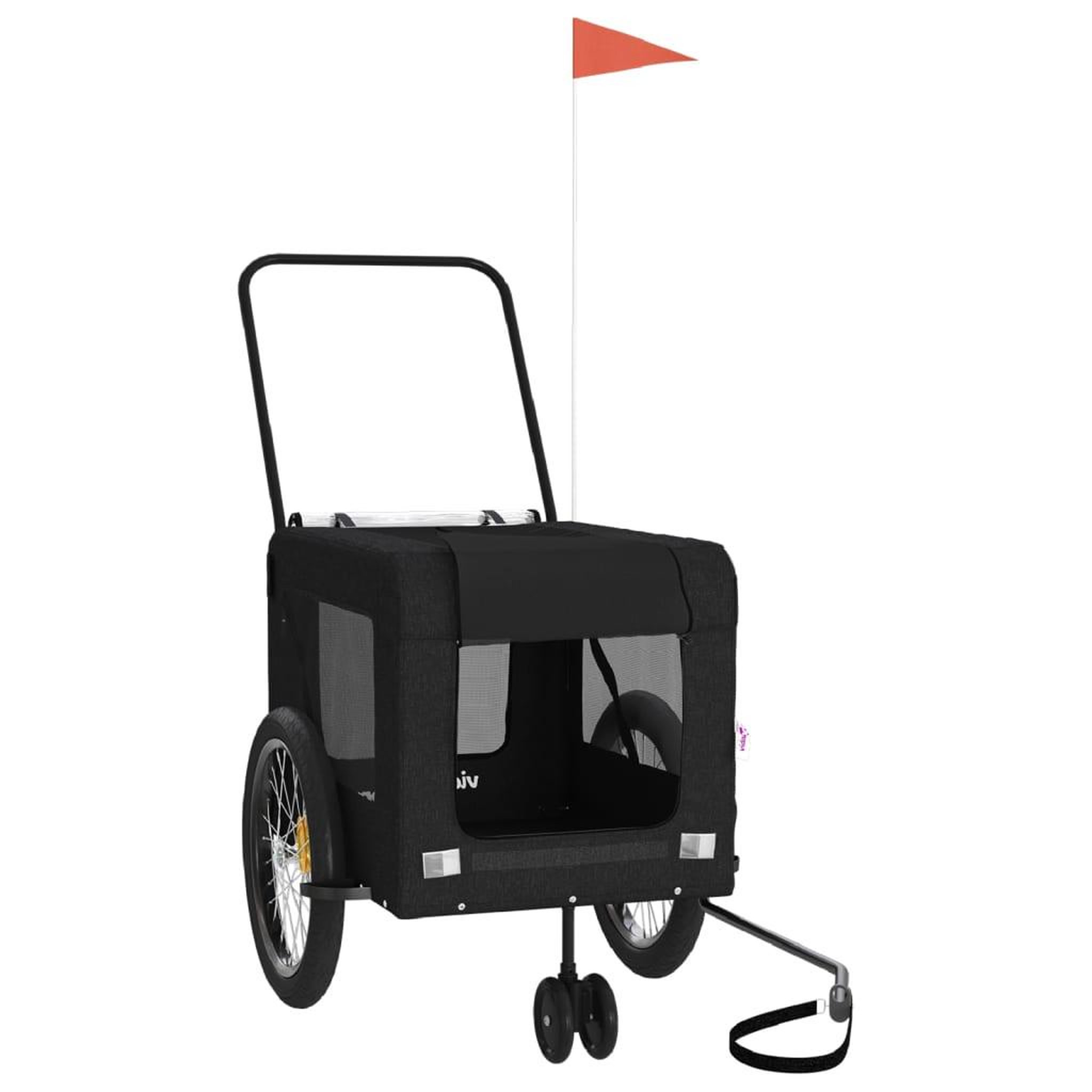 Voir la diapositive 2 : VIDAXL Remorque de velo pour animaux de compagnie noir