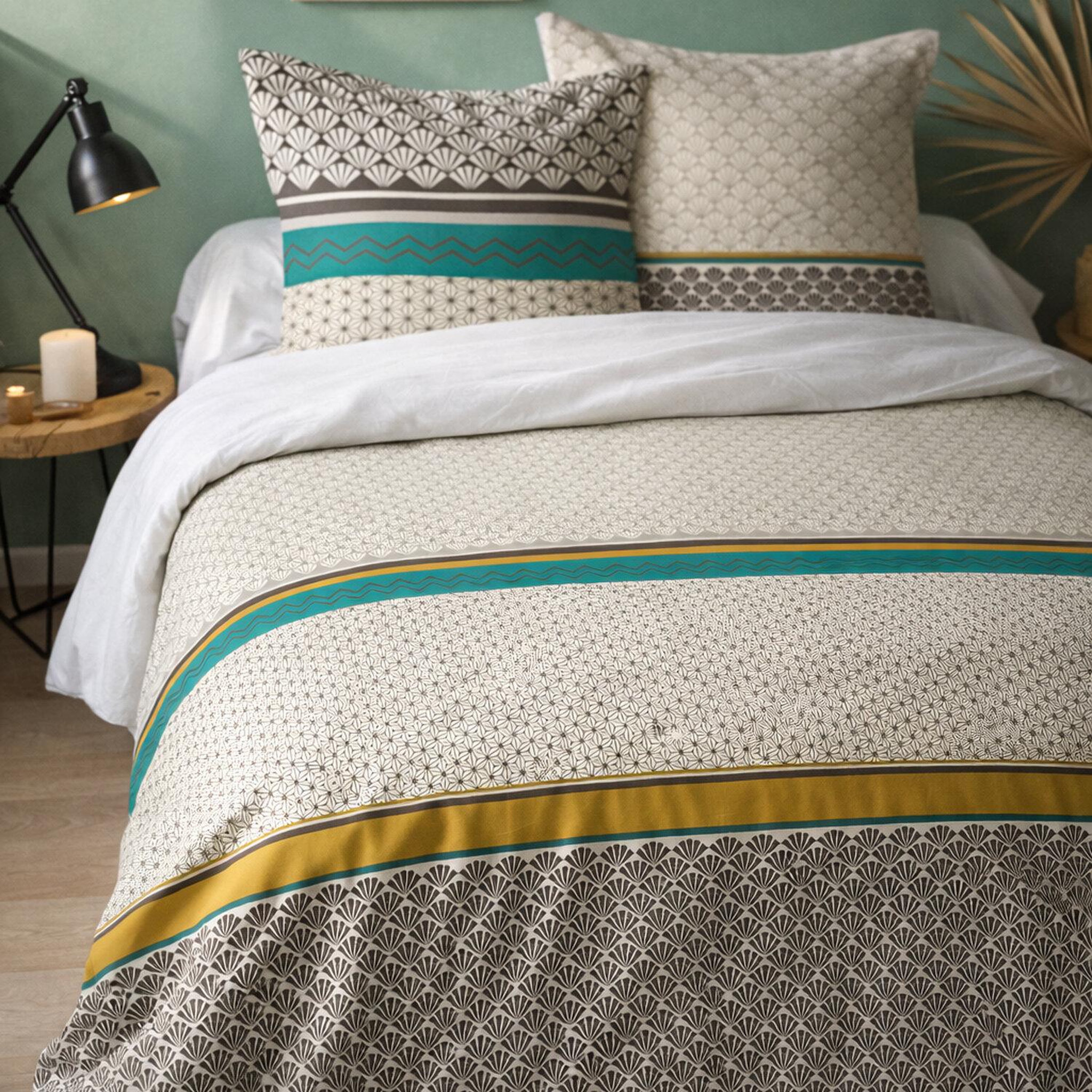 Voir la diapositive 2 : Home collection Parure housse de couette coton 57fils-loxa