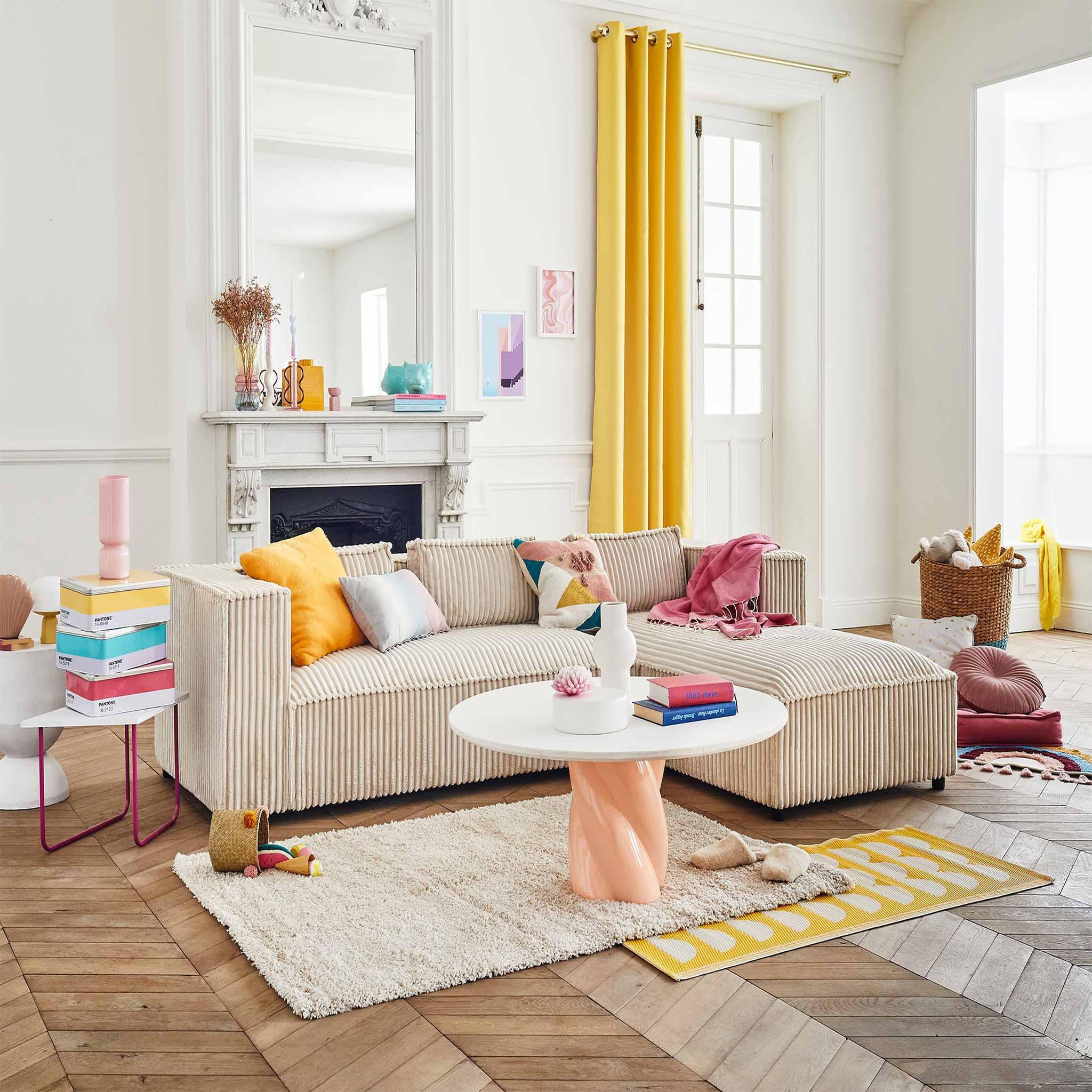 Voir la diapositive 2 : LISA DESIGN Stella - canapé d'angle droit - 4 places - en velours côtelé grosses côtes