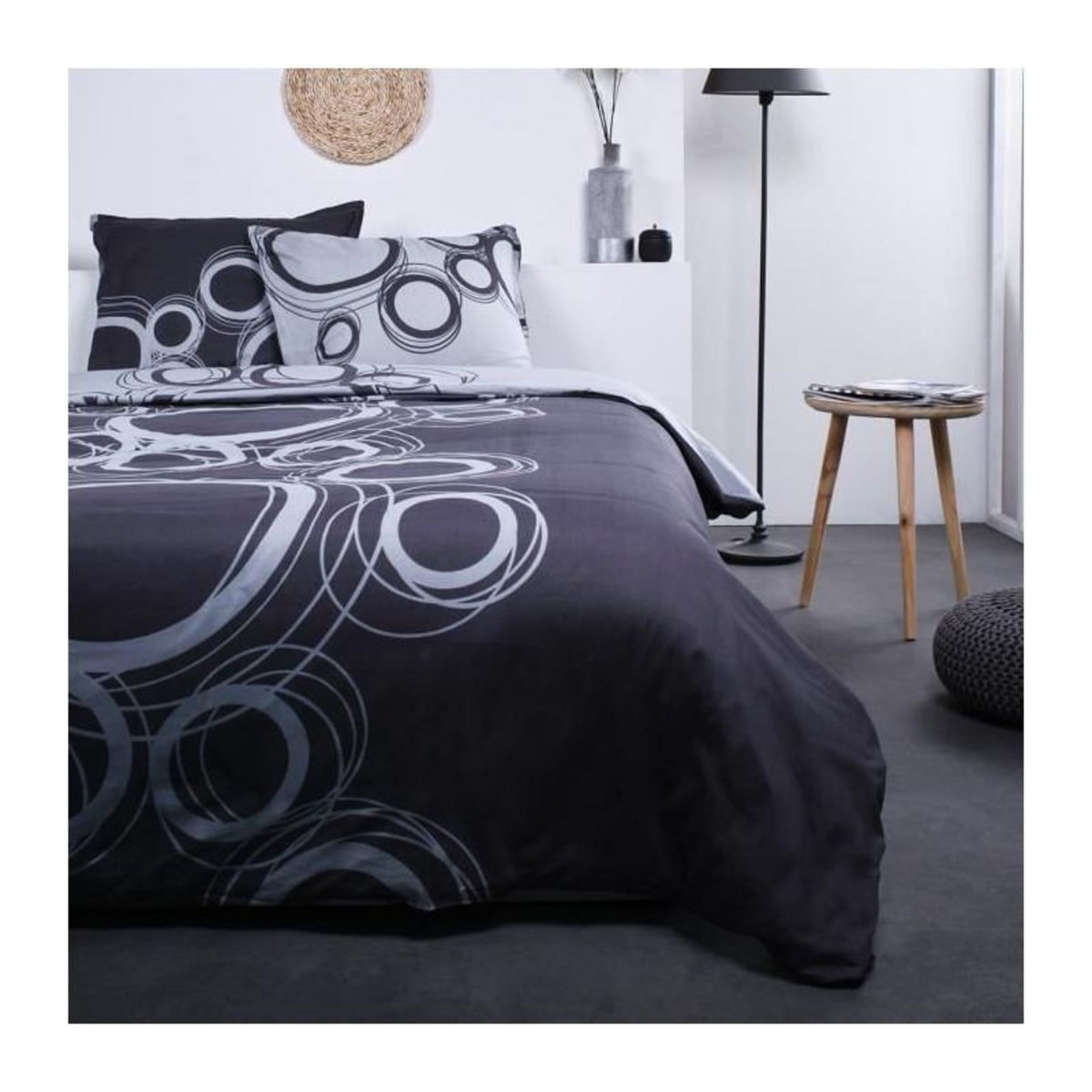 Today TODAY Tom - Parure de lit - Coton - 2 personnes - 240 x 260 cm - Imprime Gris