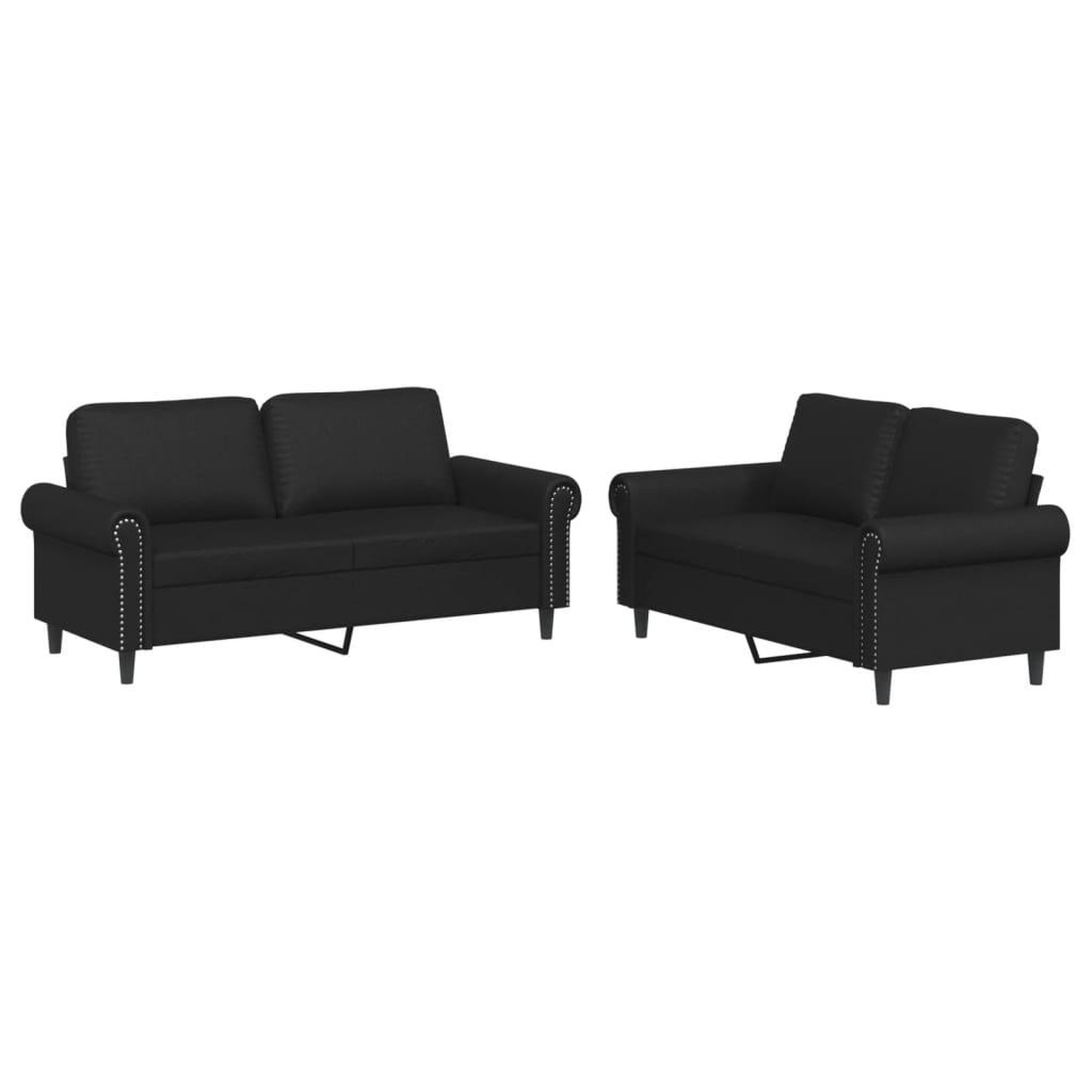 Voir la diapositive 2 : VIDAXL Ensemble de canapes 2 pcs avec coussins Noir Similicuir