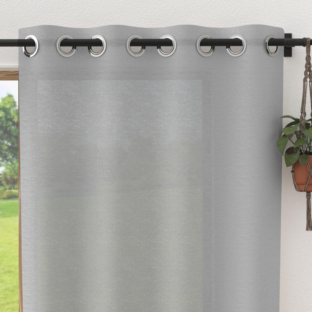 SOLEIL D'OCRE Voile lin à oeillets 135x250 cm LINEN gris, par Soleil d'Ocre
