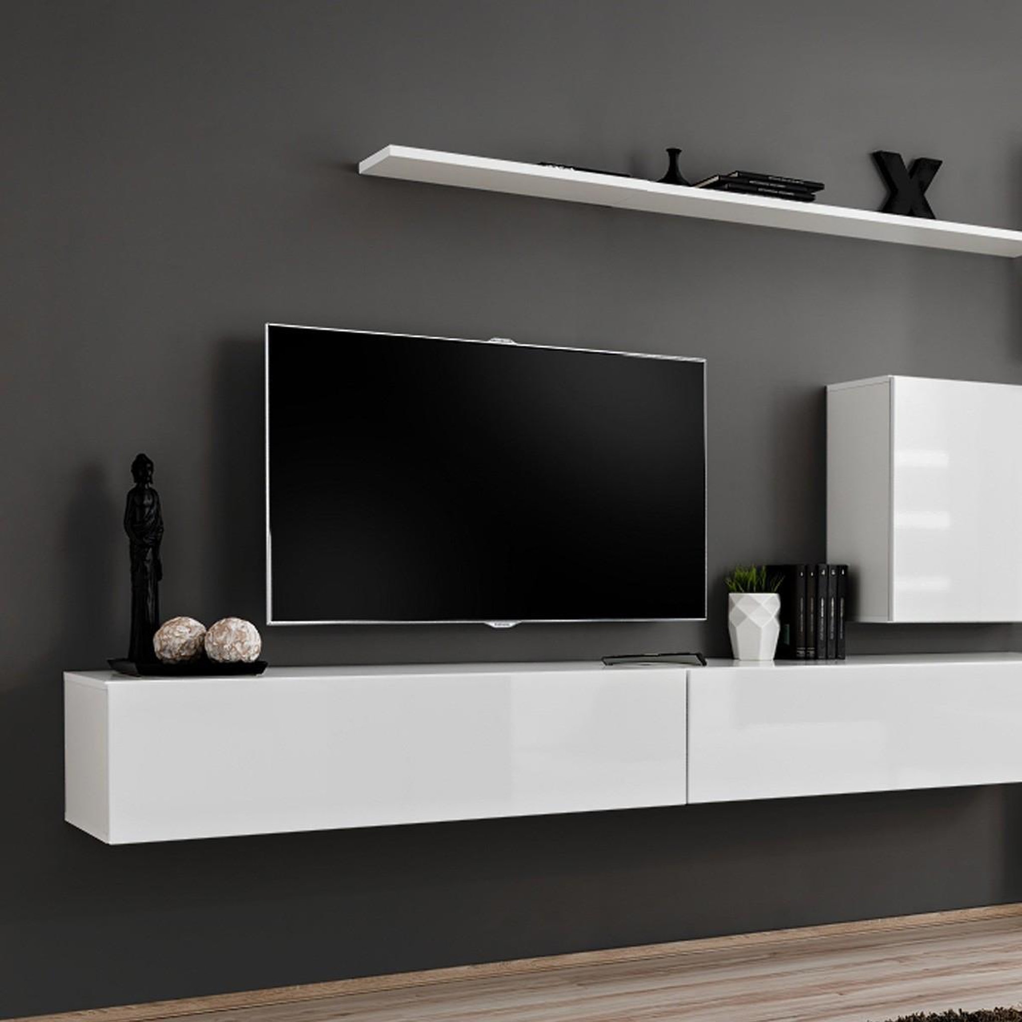 Voir la diapositive 4 : Paris Prix Meuble tv mural design  switch ix  310cm blanc