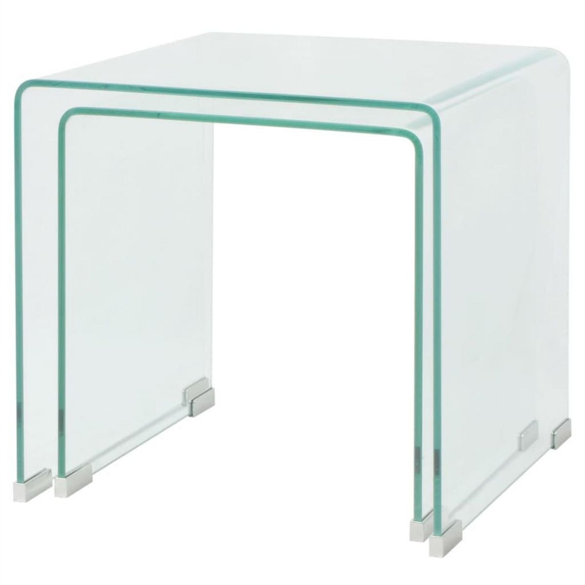 VIDAXL Ensemble de tables gigognes 2 Pieces Verre trempe Transparent