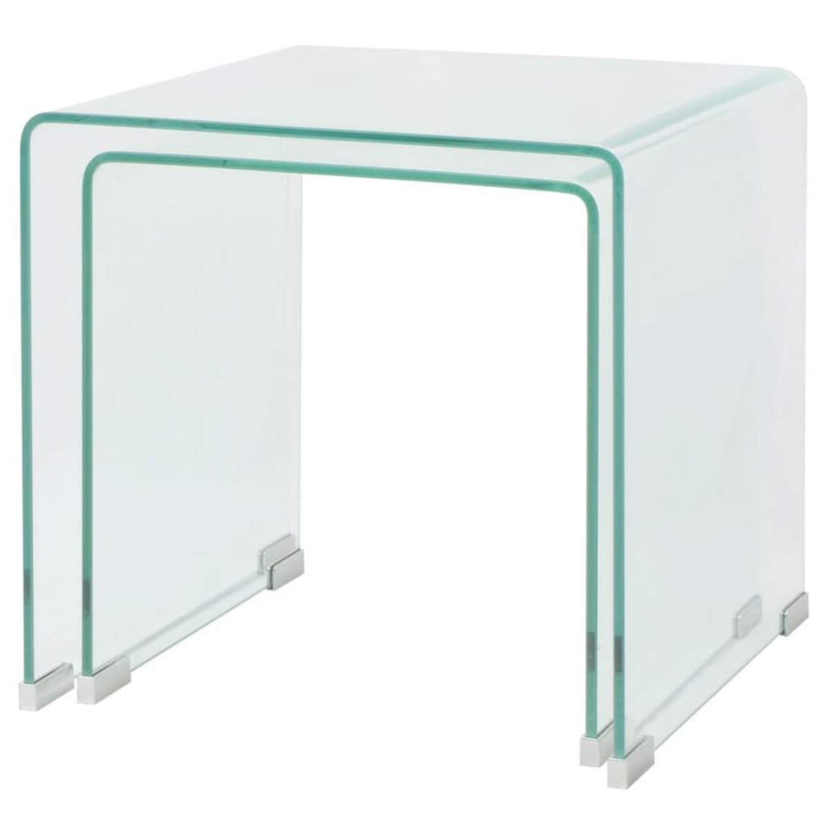 VIDAXL Ensemble de tables gigognes 2 Pieces Verre trempe Transparent