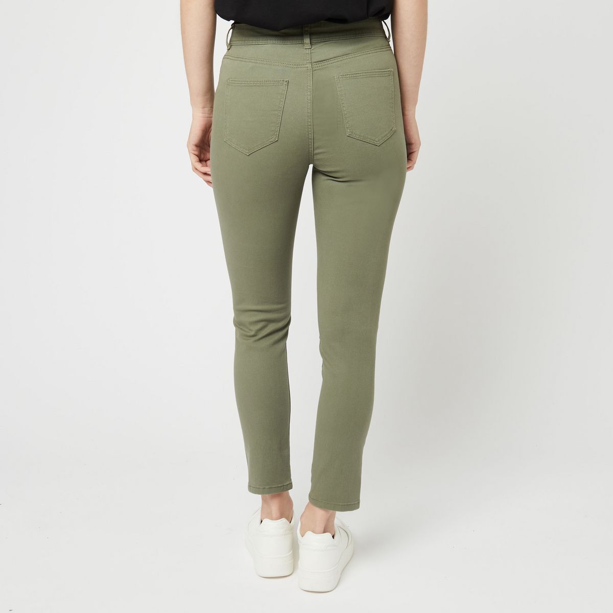 INEXTENSO Pantalon vert kaki uni femme
