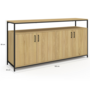 Voir la diapositive 5 : ID MARKET Buffet 160 cm DETROIT 4 portes bois et noir design industriel