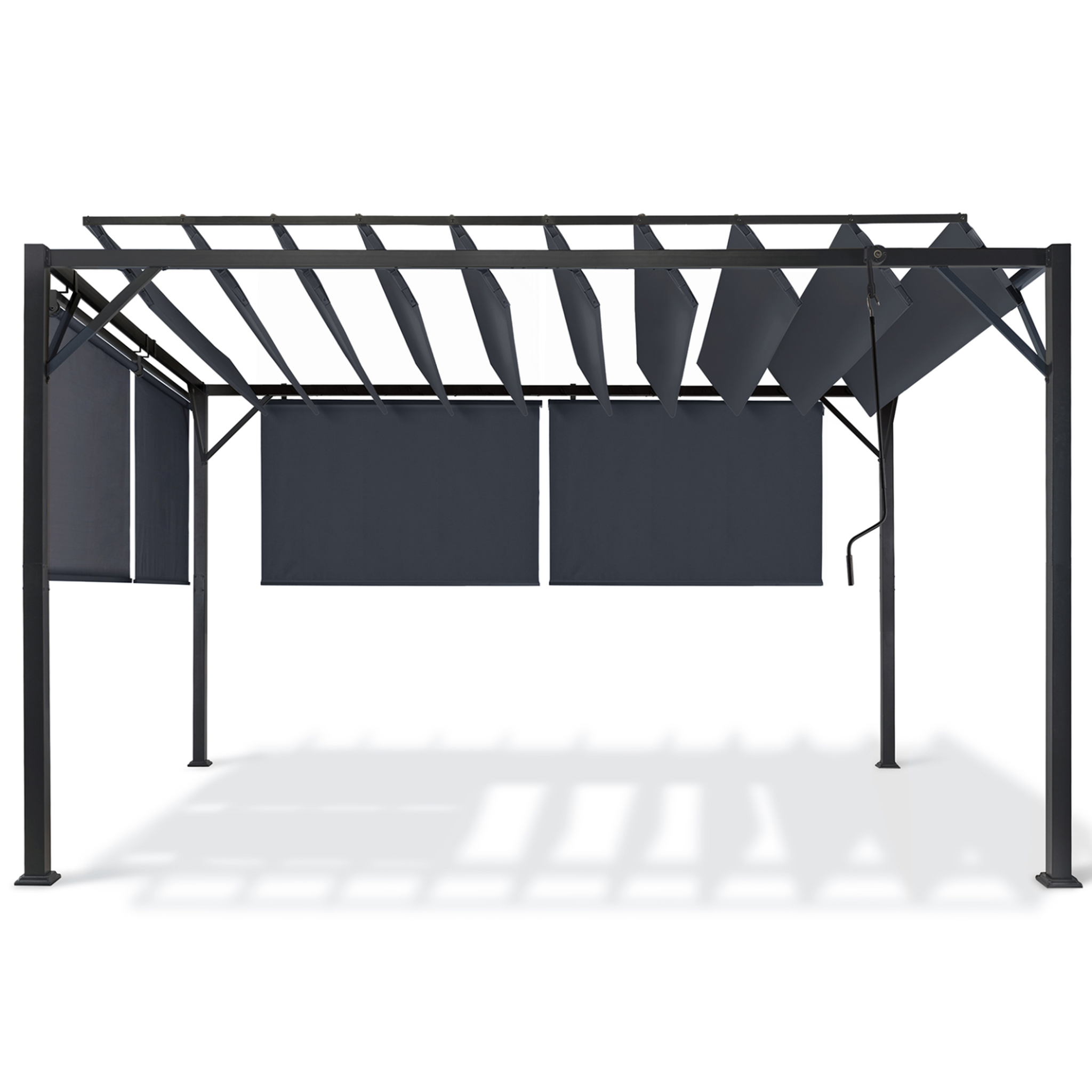 Voir la diapositive 3 : ID MARKET Pergola édition luxe lames orientables 3x4 m et 4 stores gris anthracite