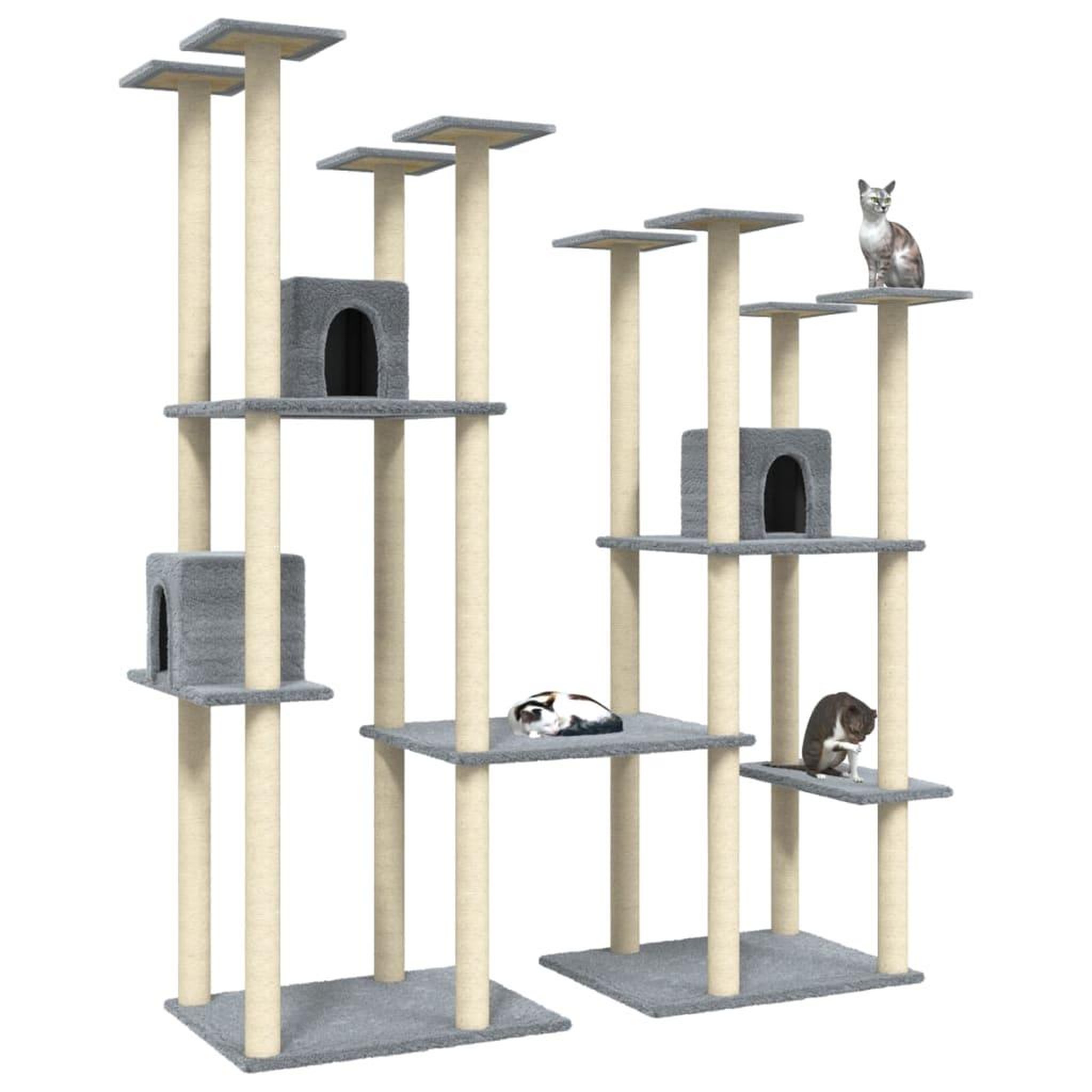 Voir la diapositive 3 : VIDAXL Arbre a chat avec griffoirs en sisal Gris clair 174 cm
