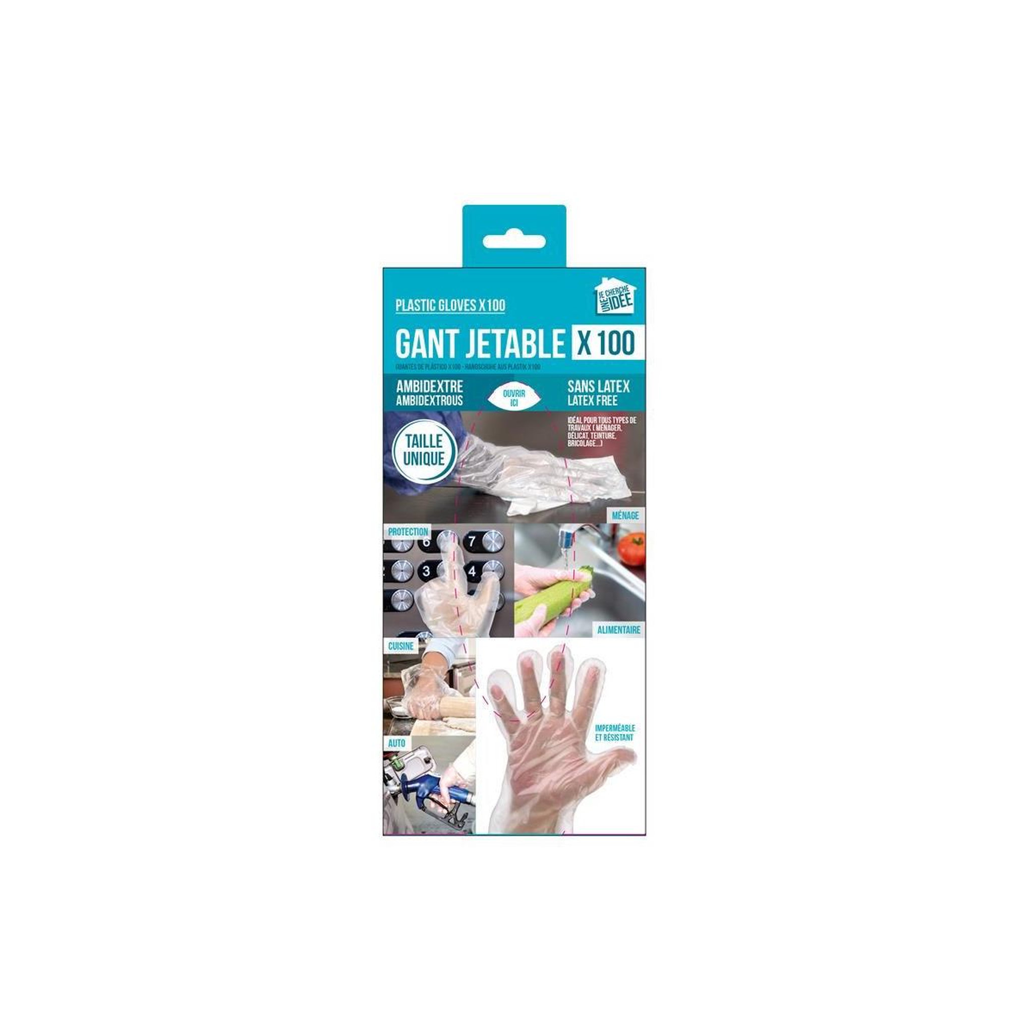 Voir la diapositive 3 : Je cherche une idee Lot de 100 gants de ménage  jetable  21cm blanc