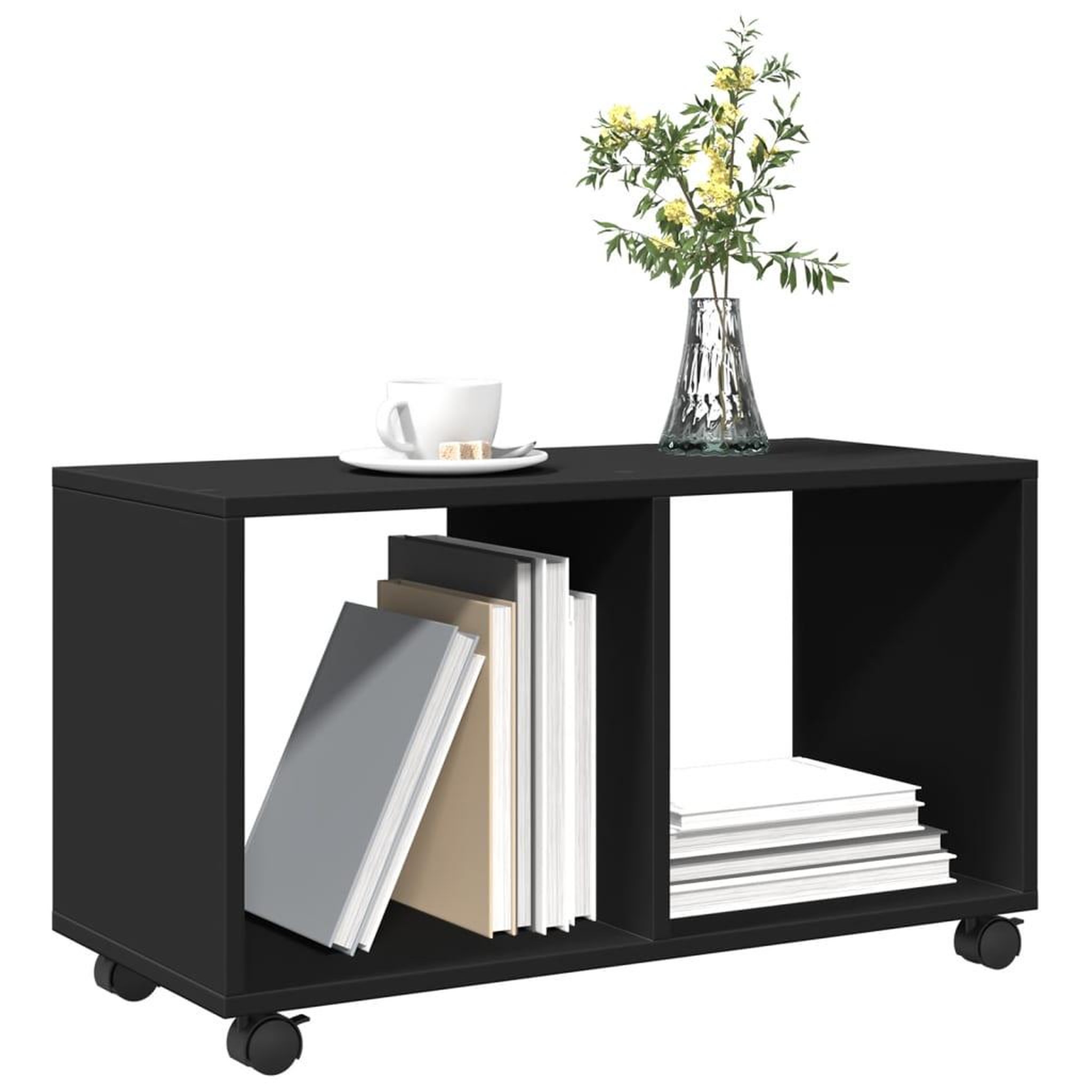 Voir la diapositive 4 : VIDAXL Armoire a roulettes noir 72x33x42,5 cm bois d'ingenierie