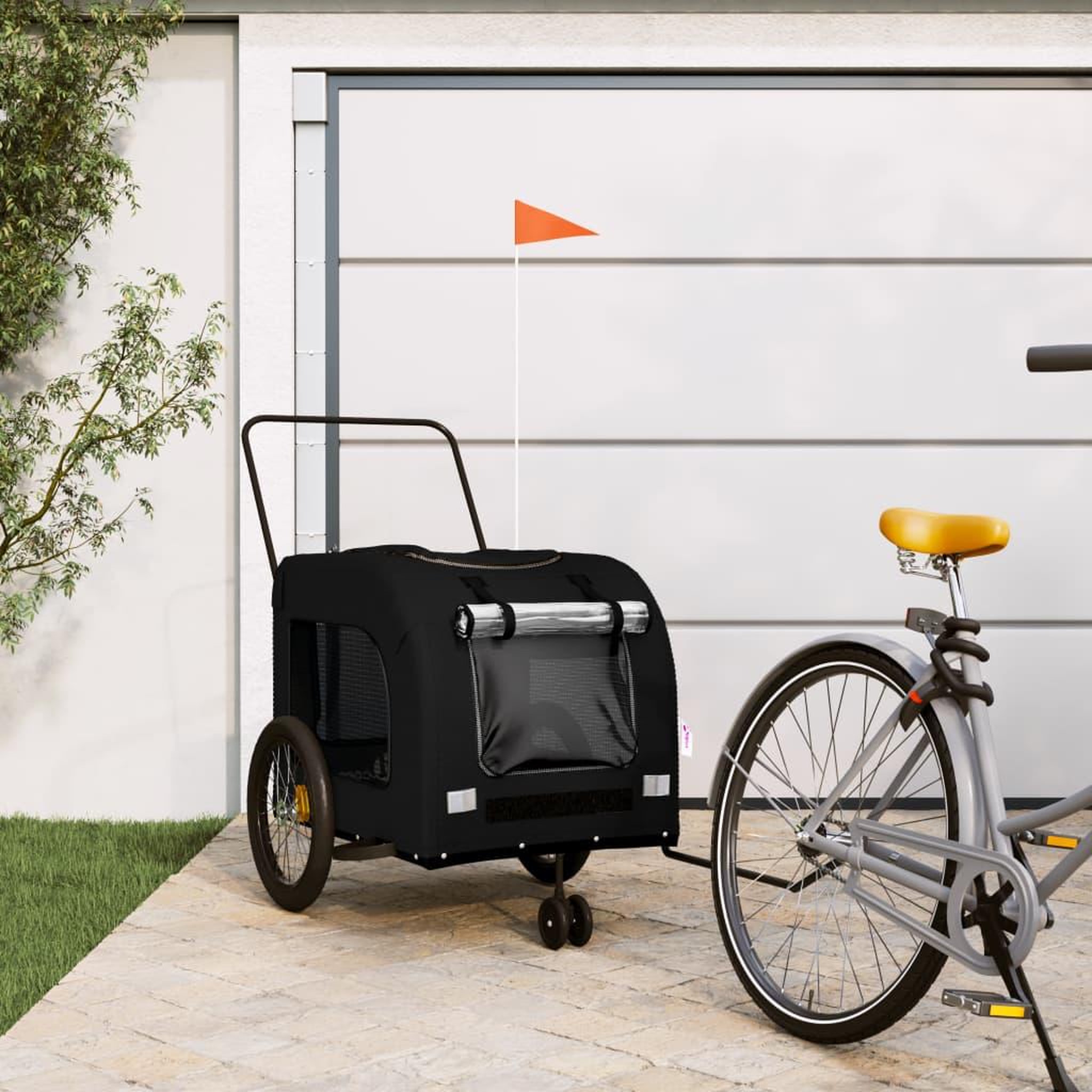 VIDAXL Remorque de velo pour animaux de compagnie noir