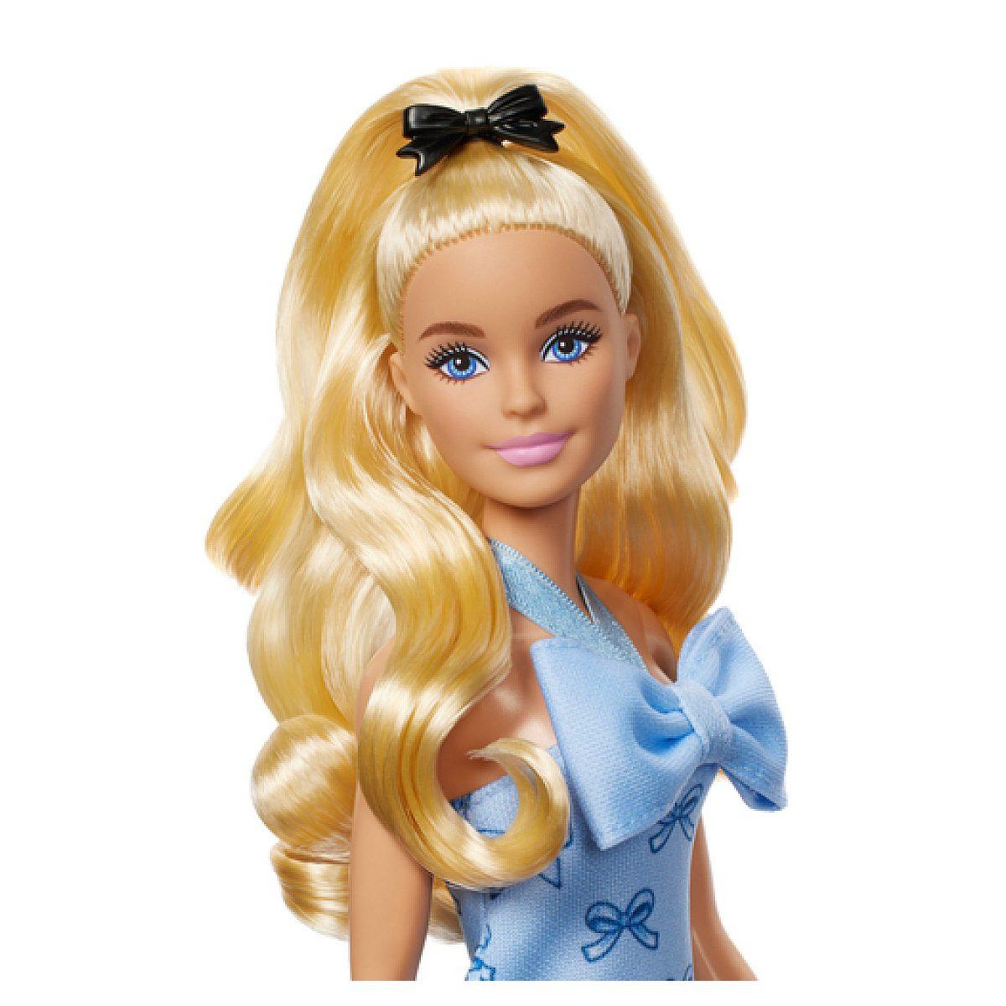 Voir la diapositive 2 : MATTEL Barbie fashionistas – poupee robe dos nu bleu layette