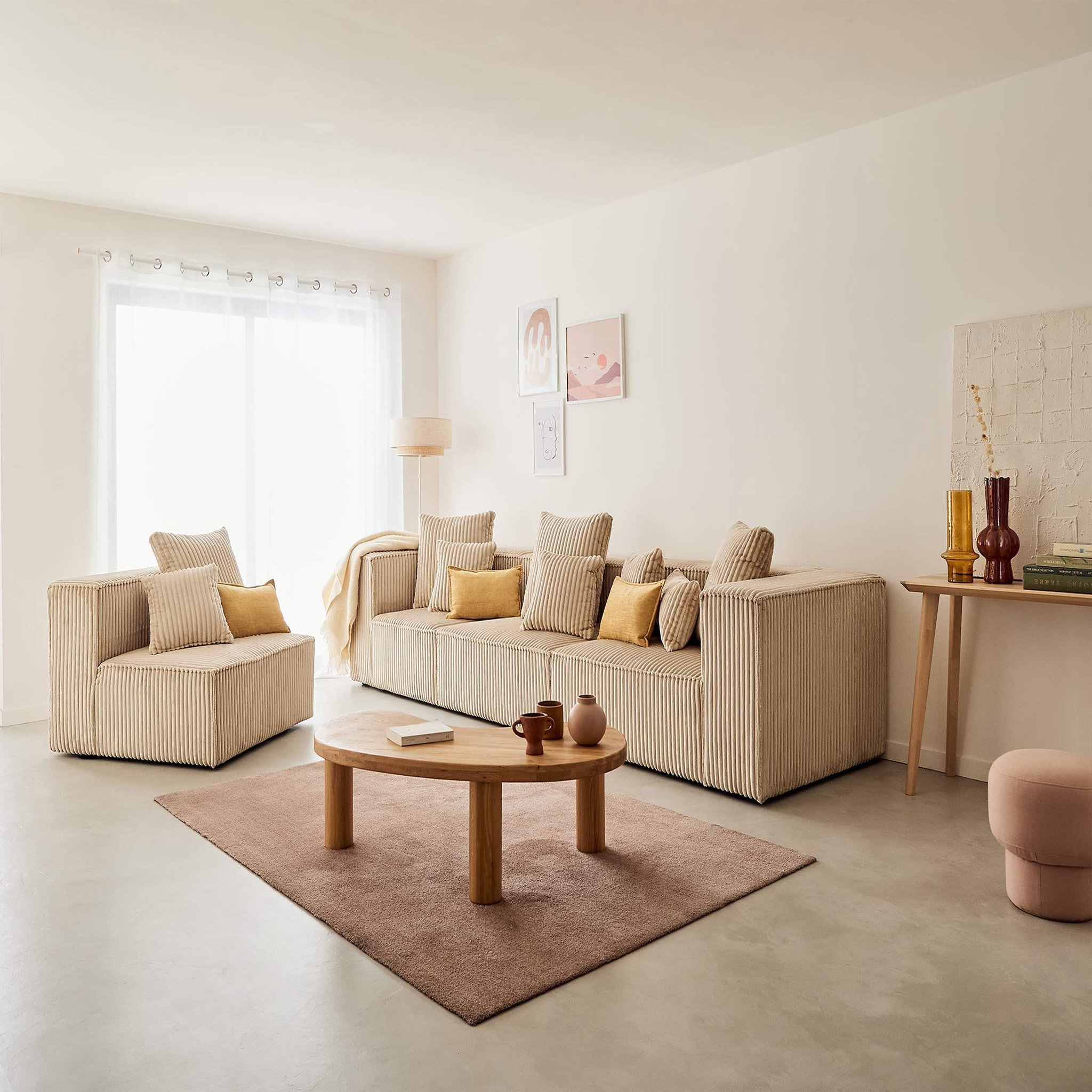 Voir la diapositive 4 : LISA DESIGN Colombine - module d'assise - en velours côtelé grosses côtes