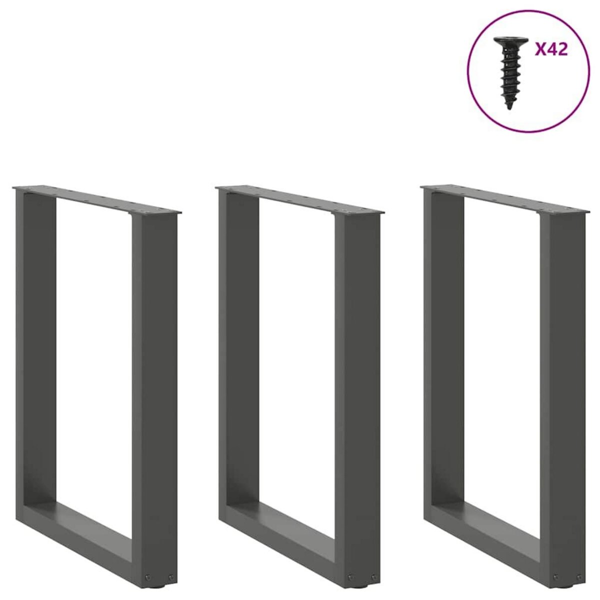 VIDAXL Pieds de table basse forme de U 3 pcs anthracite 70x(72-73) cm