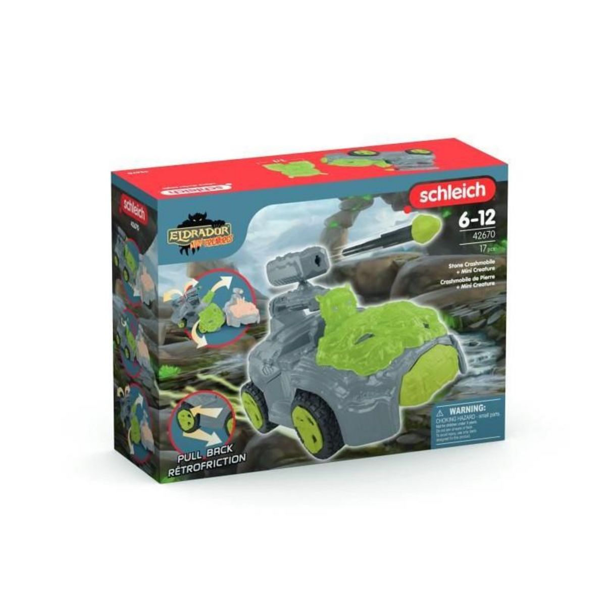Schleich Crashmobile de Pierre avec Mini Creature, Coffret voiture avec figurine fantastique, Schleich 42670 Eldrador Creatures
