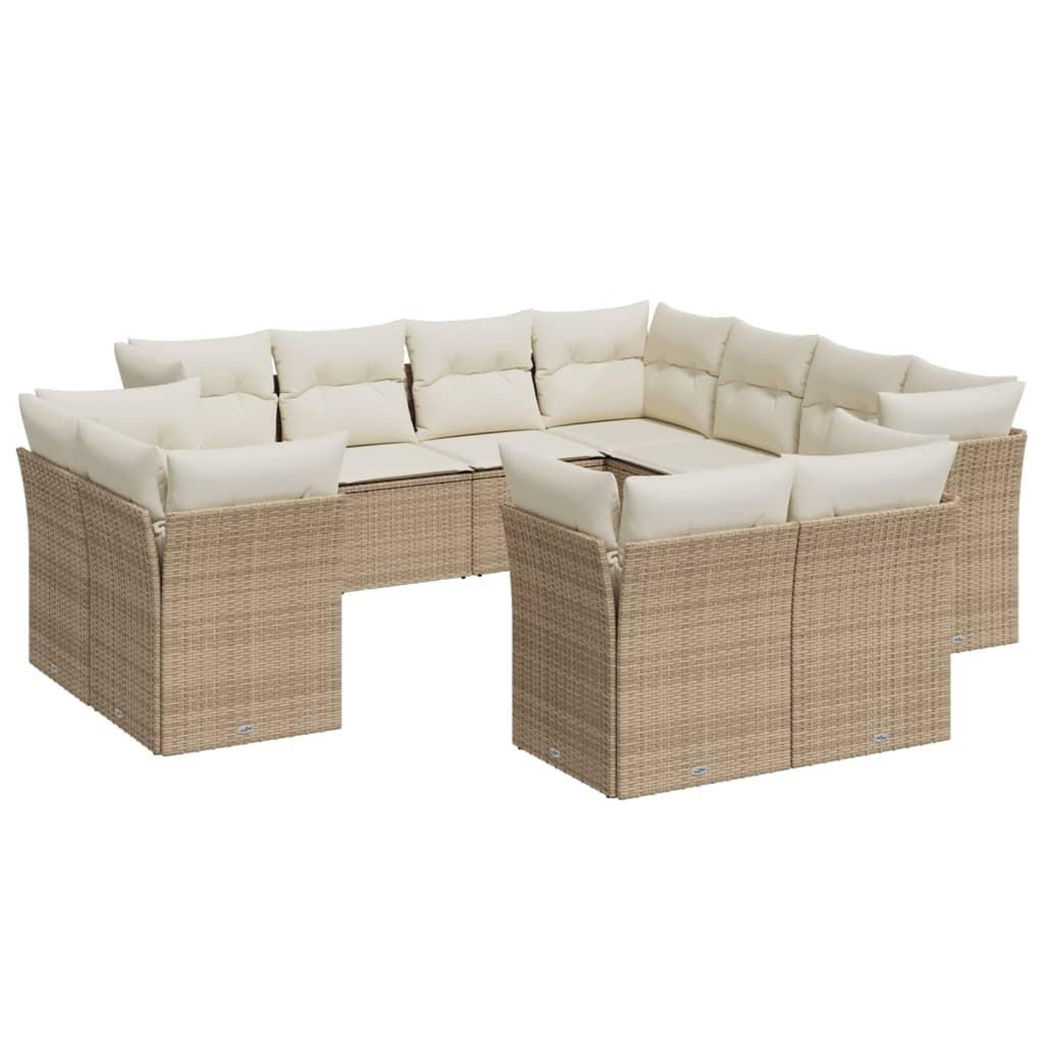 Voir la diapositive 2 : VIDAXL Salon de jardin 11 pcs avec coussins beige resine tressee
