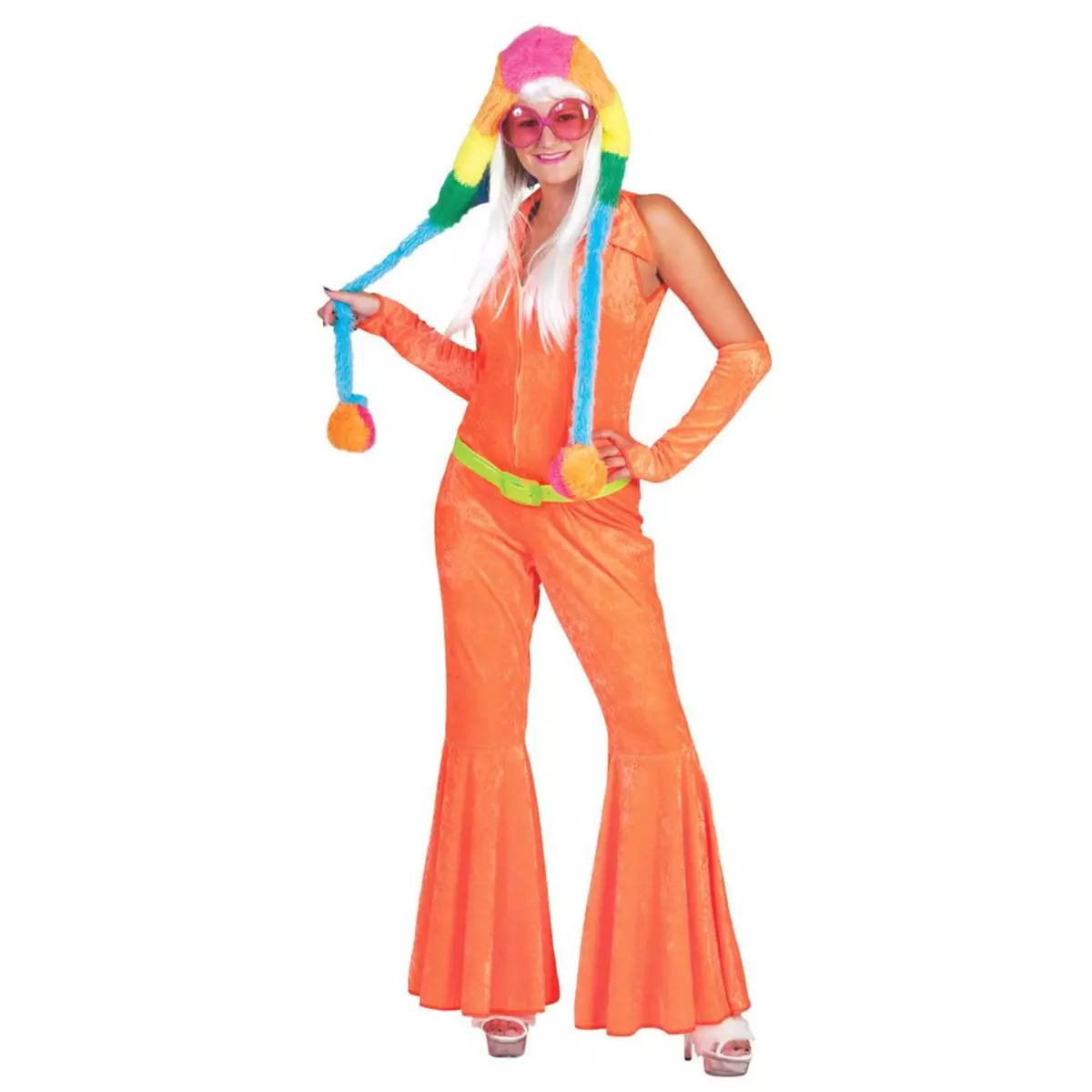 FUNNY FASHION Combinaison Disco - Neon Orange - Femme - XL