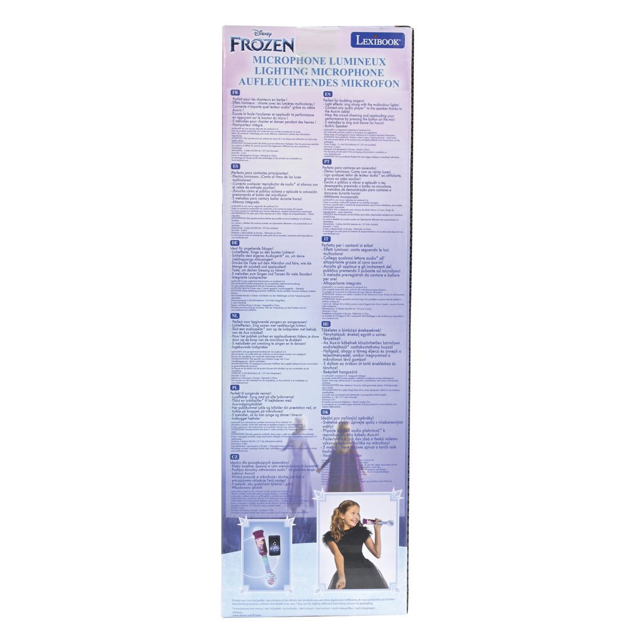 Voir la diapositive 5 : Lexibook Microphone Reine des Neiges avec tube lumineux et enceinte