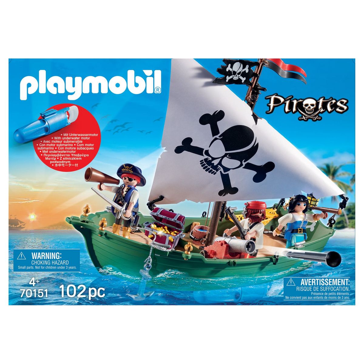 PLAYMOBIL 70151 - Pirates - Chaloupe des pirates avec moteur submers