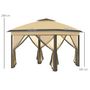 Voir la diapositive 3 : OUTSUNNY Tonnelle barnum automatique pop-up dim. 3,3L x 3,3l x 2,88H m moustiquaires sac transport métal oxford marron beige