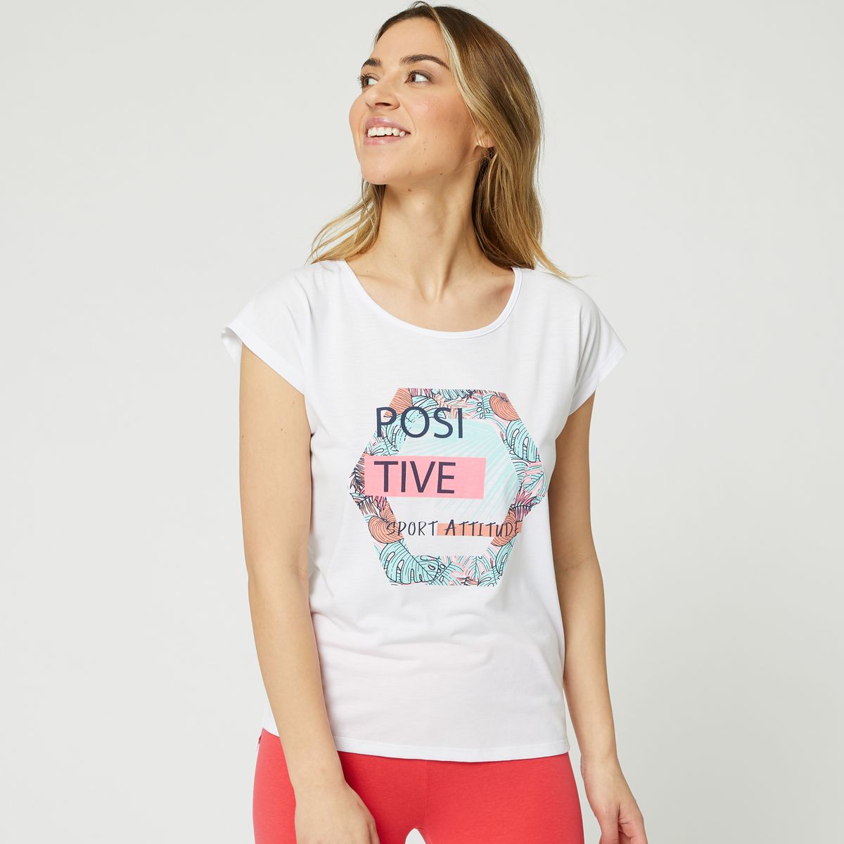 IN EXTENSO T-shirt manches courtes blanc imprimé positive femme