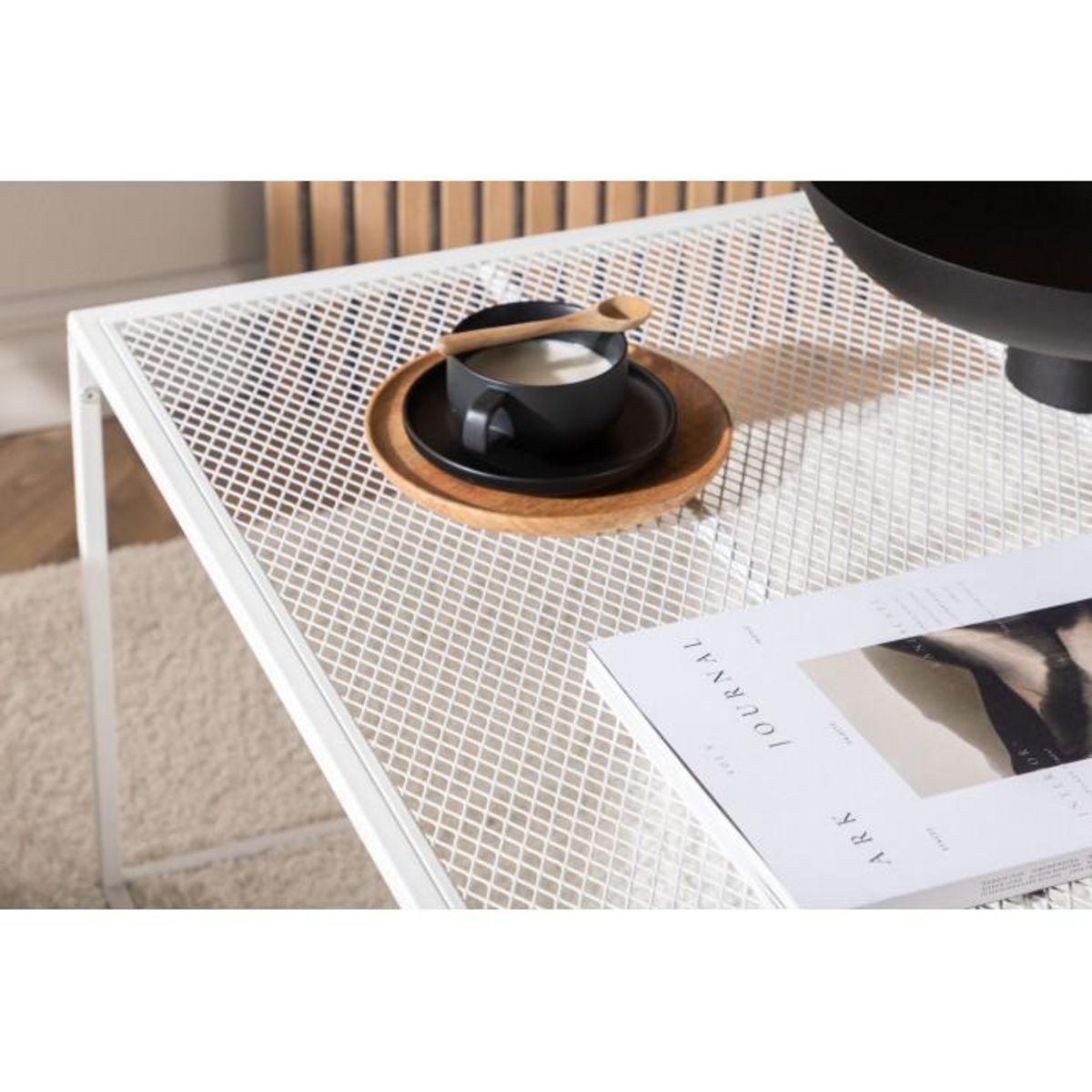 Paris Prix Table Basse en Métal  Netz  80cm Blanc