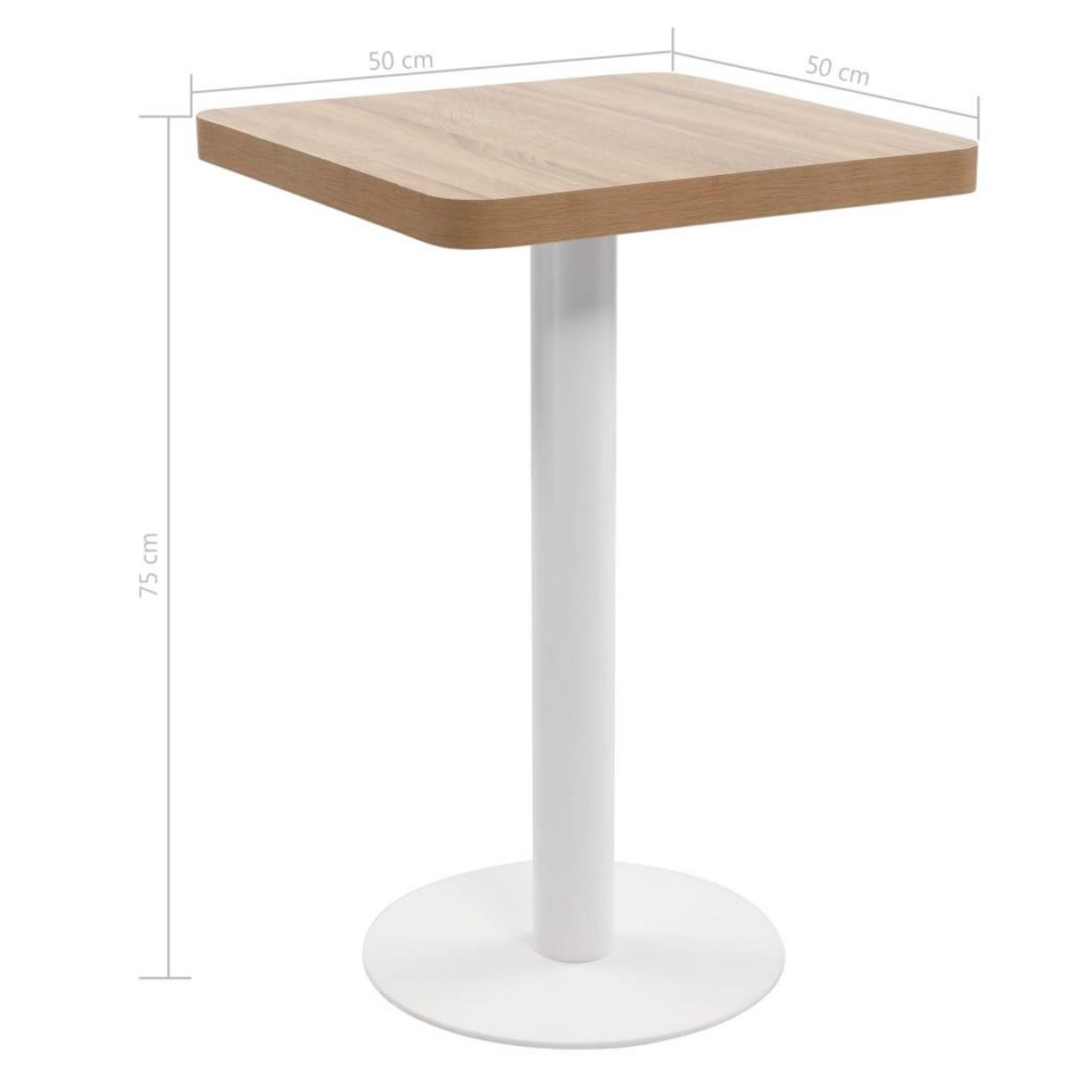 VIDAXL Table de bistro Marron clair 50x50 cm MDF