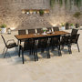 Voir la diapositive 2 : ID MARKET Salon de jardin NOUMEA table extensible 135/270 cm plateau effet bois et 12 chaises empilables noir et bois