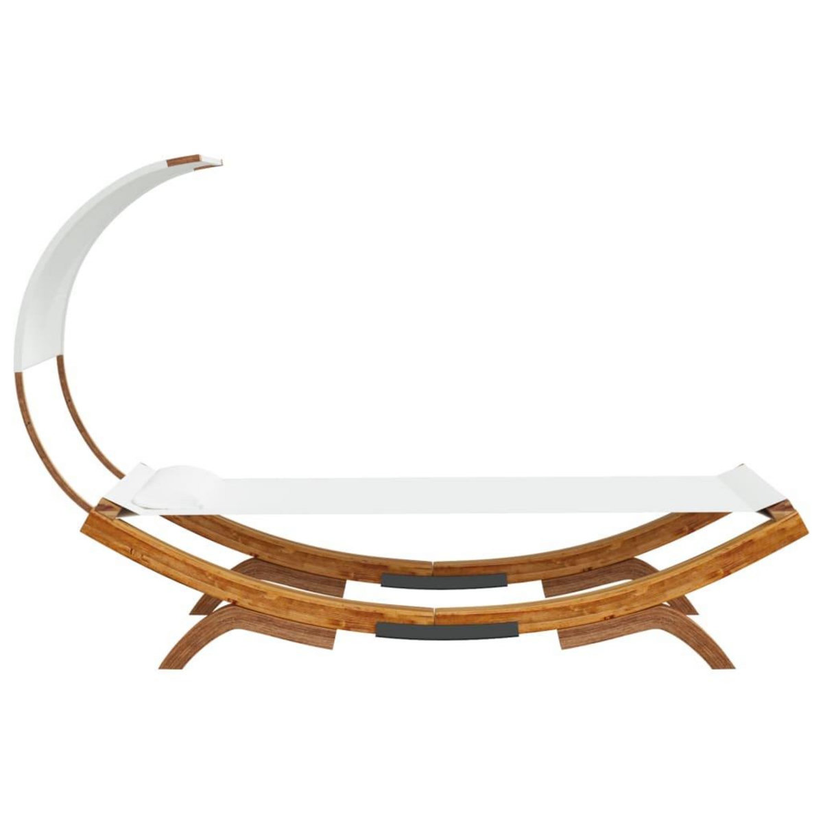 VIDAXL Lit repos avec auvent 100x200x126 cm Bois courbe massif Creme