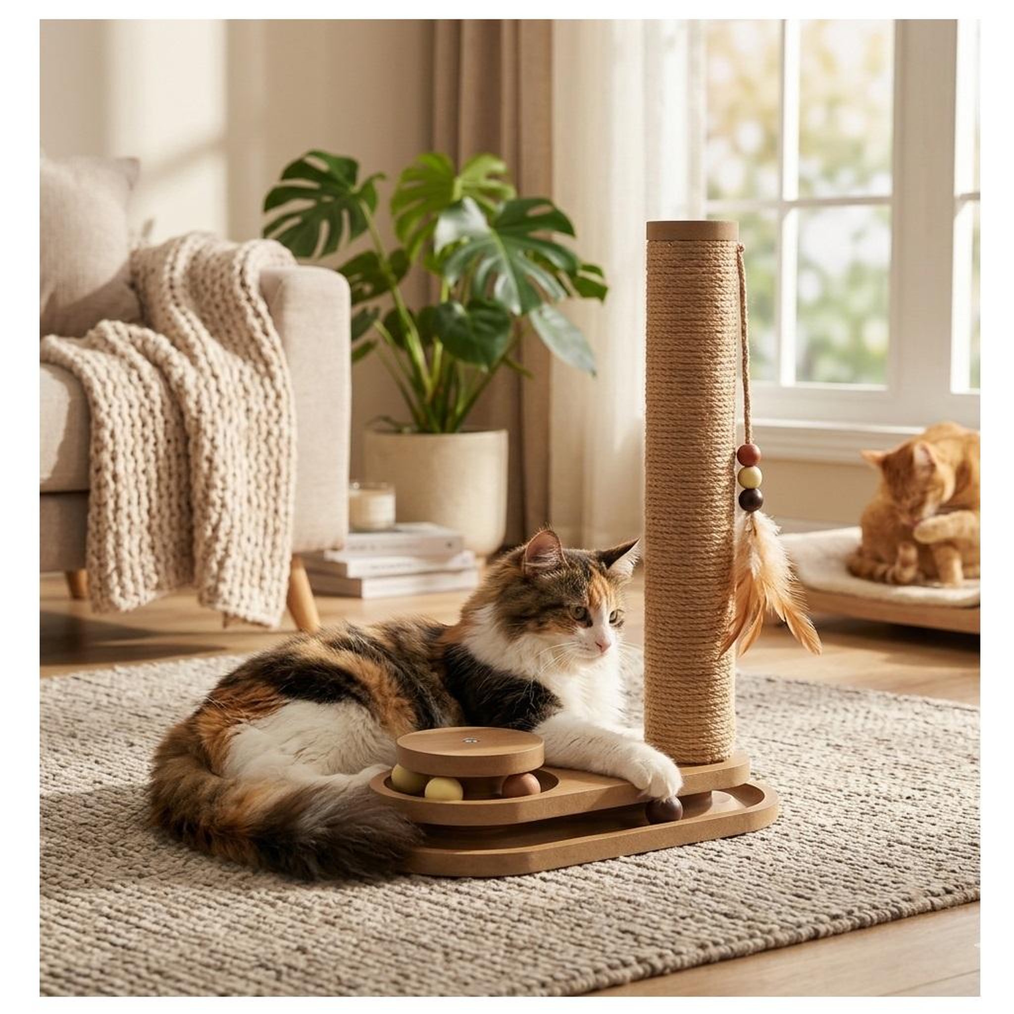 Voir la diapositive 6 : Eden Jeu a griffer avec circuit a balle brun pour chat
