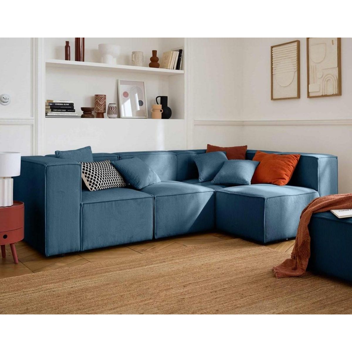 LISA DESIGN Arty - canapé modulable d'angle droit 4 places - en velours côtelé