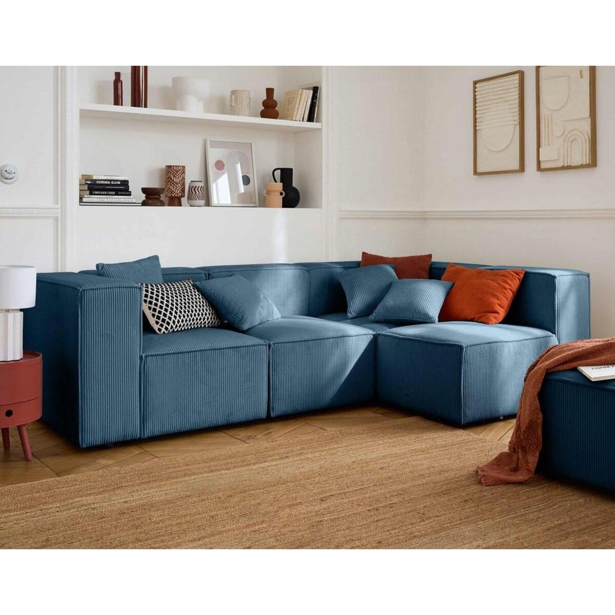 LISA DESIGN Arty - canapé modulable d'angle droit 4 places - en velours côtelé