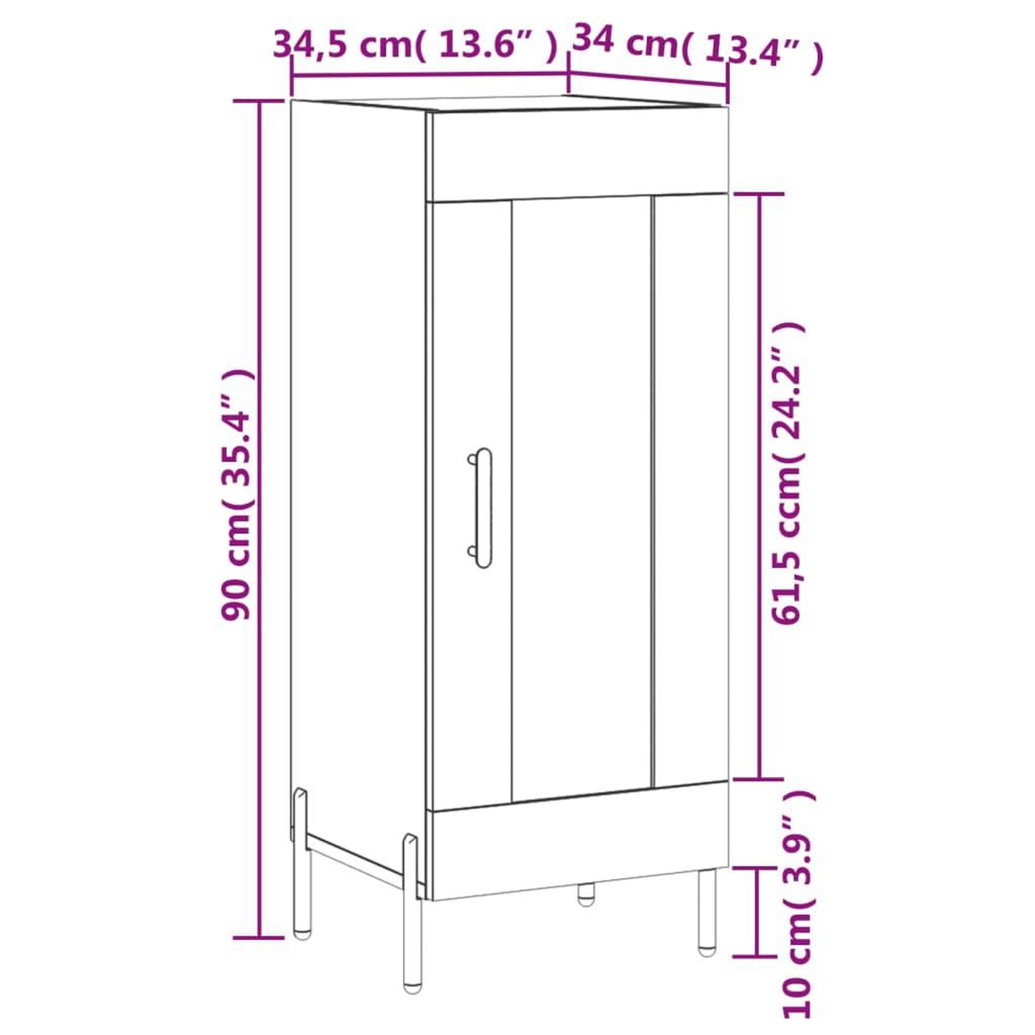 Voir la diapositive 6 : VIDAXL Buffet Gris beton 34,5x34x90 cm Bois d'ingenierie