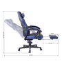  Chaise de jeu ergonomique noire et bleue, réglable en hauteur, pivotante, avec dossier, 64*69*116-126cm