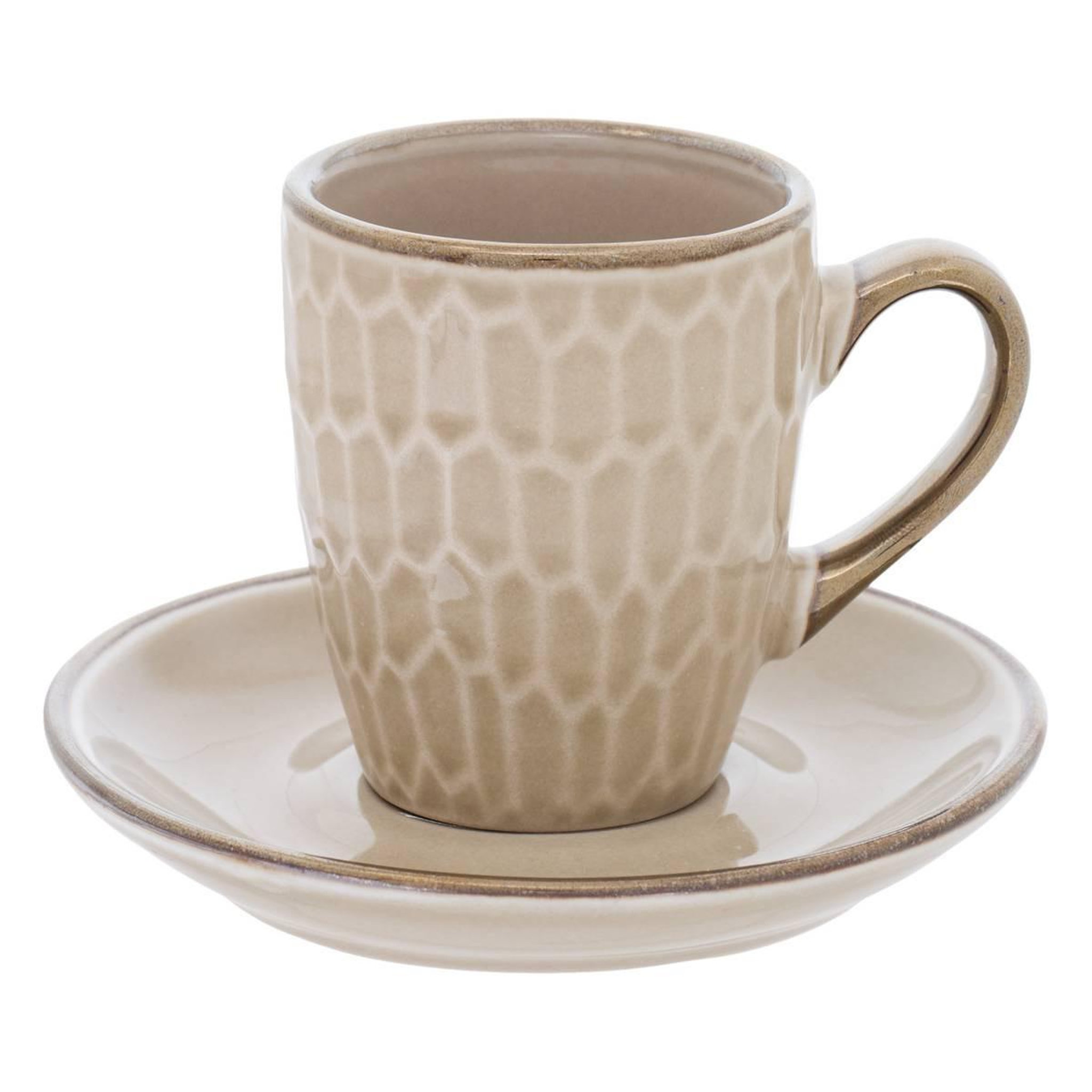 Voir la diapositive 2 : SECRET DE GOURMET Coffret 2 tasses & 2 soucoupes  ella  9cl beige