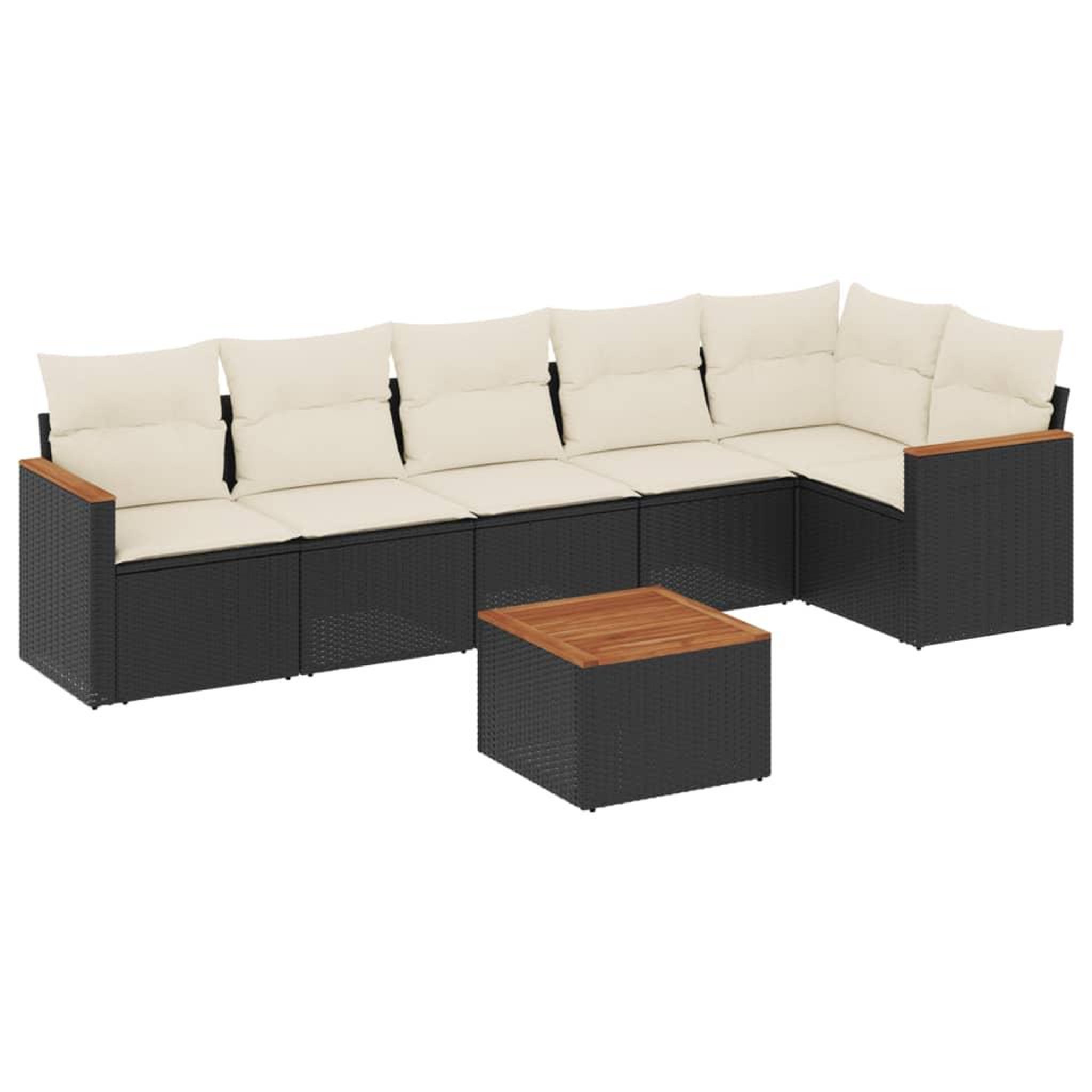 Voir la diapositive 2 : VIDAXL Salon de jardin 7 pcs avec coussins noir resine tressee