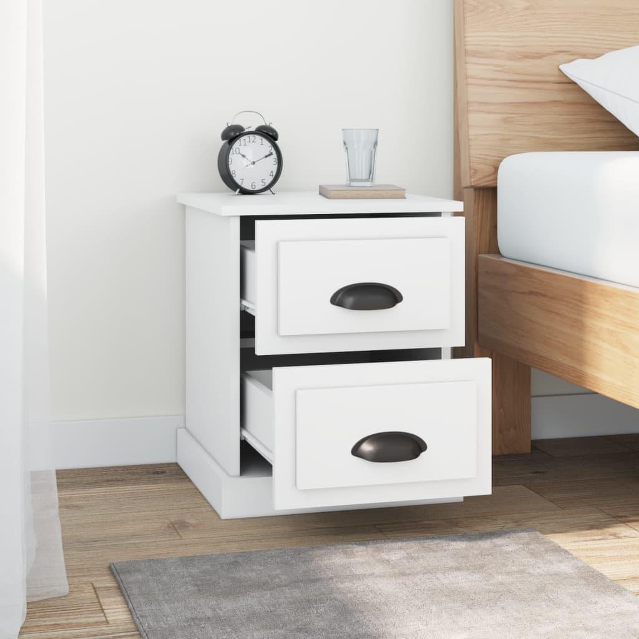 Voir la diapositive 3 : VIDAXL Table de chevet blanc 39x39x47,5 cm bois d'ingenierie