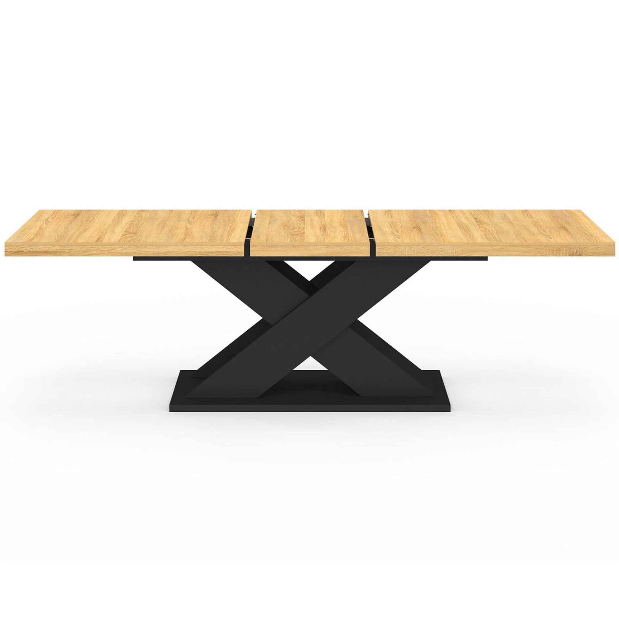 Voir la diapositive 3 : ID MARKET Table à manger extensible rectangle alicia 8-12 personnes bois et noir 200-250 cm