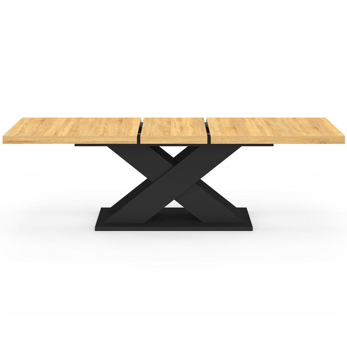 ID MARKET Table à manger extensible rectangle ALICIA 8-12 personnes bois et noir 200-250 cm