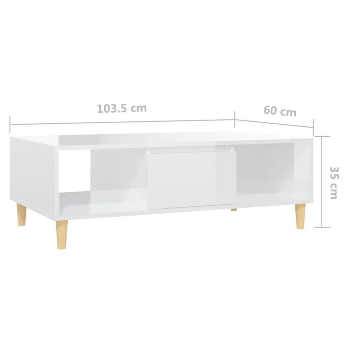 VIDAXL Table basse blanc brillant 103,5x60x35 cm bois d'ingenierie