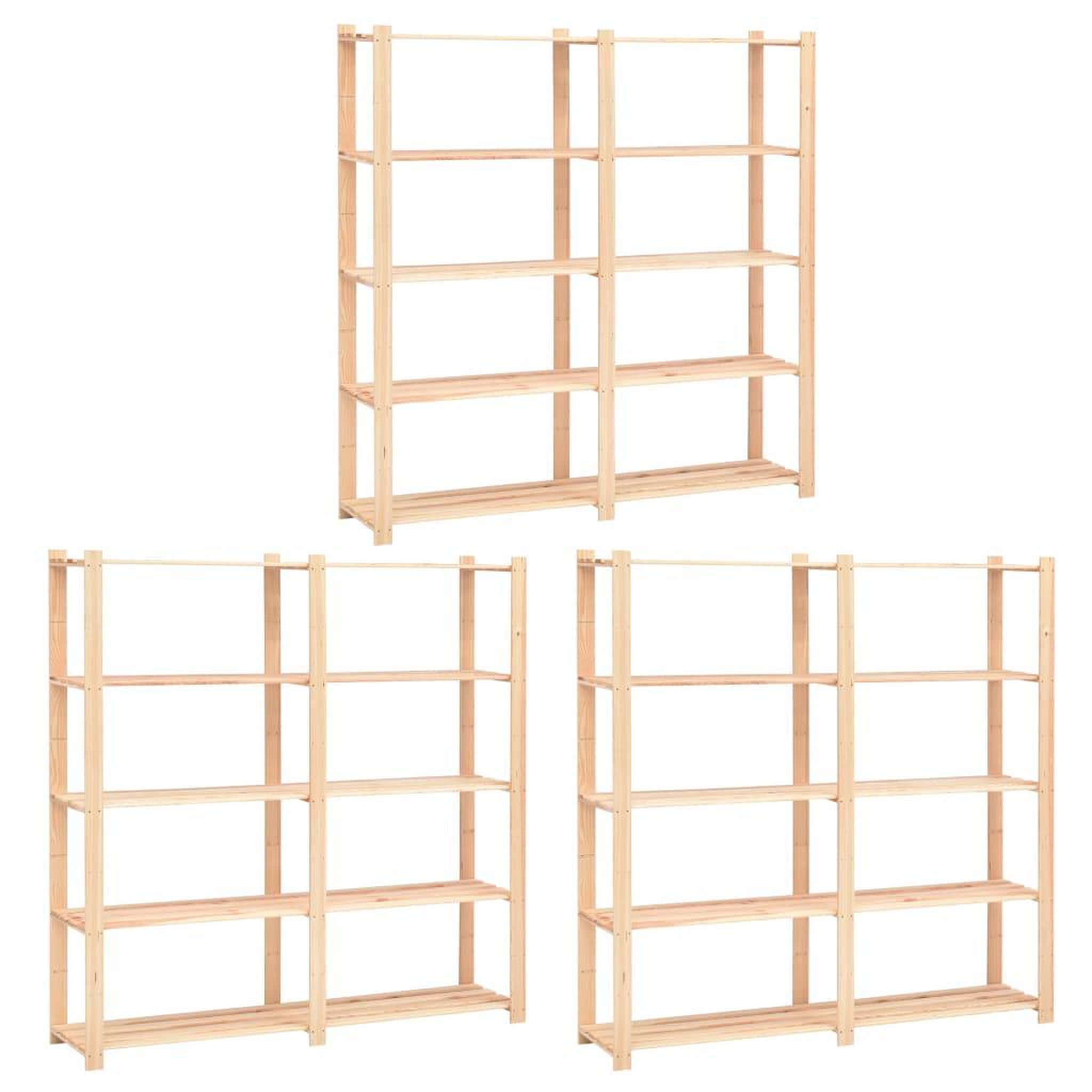 VIDAXL Etageres de rangement a 5 niveaux 3pcs 170x38x170 cm Pin 500 kg