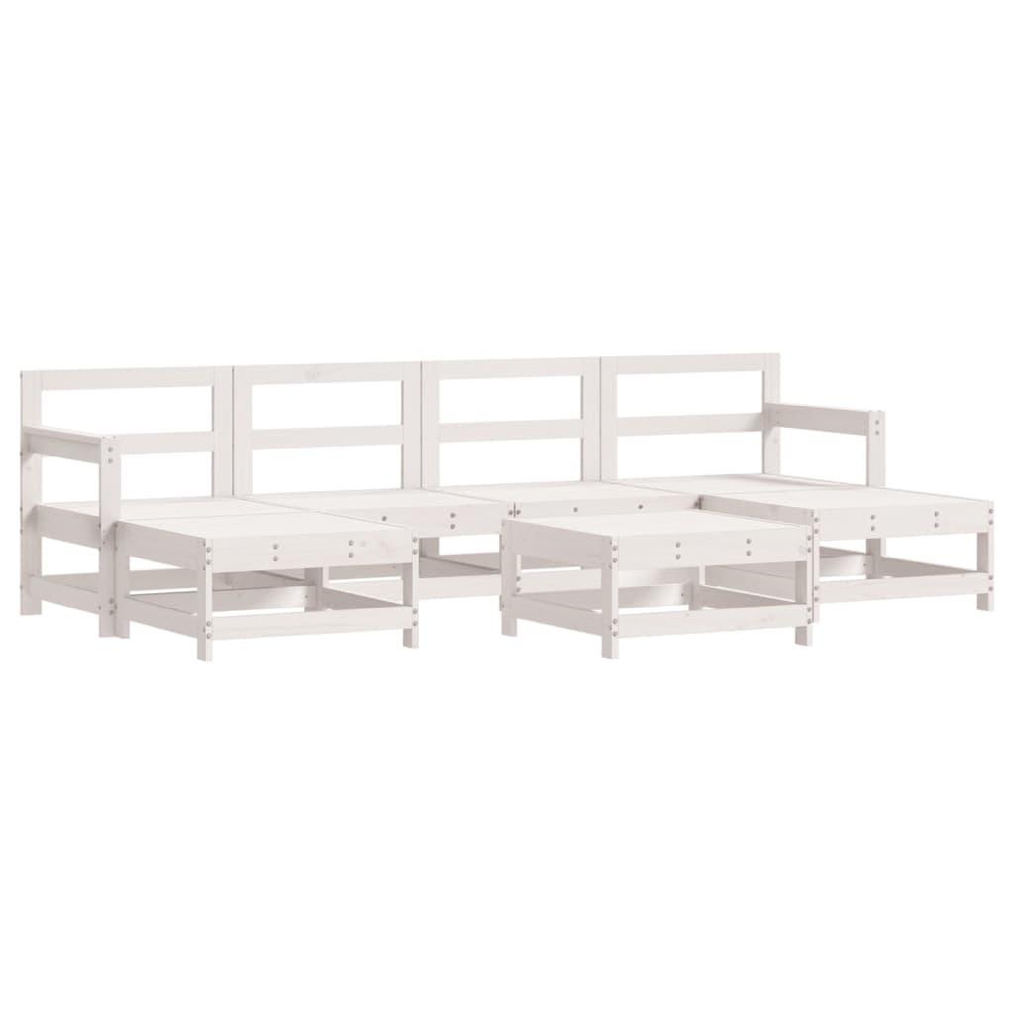 Voir la diapositive 3 : VIDAXL Salon de jardin 7 pcs avec coussins blanc bois massif