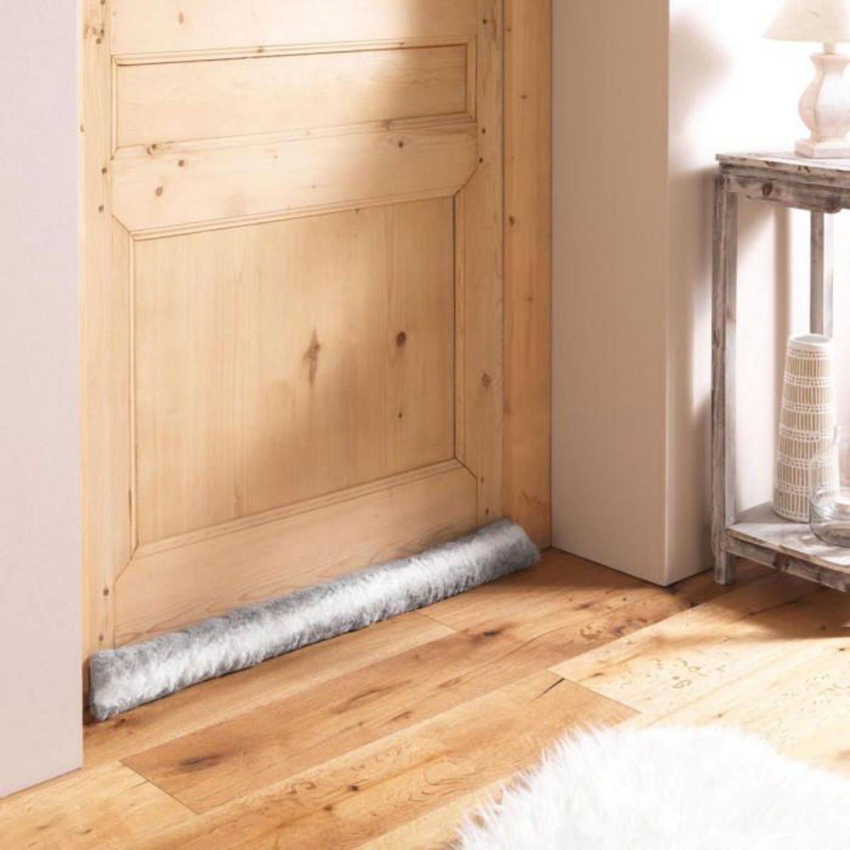 Paris Prix Boudin Bas de Porte Imitation Fourrure  Sven  80cm Naturel